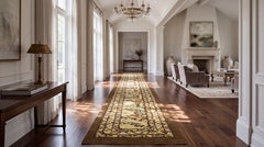 Vintage Revival Hand-Knotted Wool Runner Rug in Earthy Brown & Muted Gold