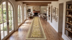 3x23 Vintage Hand-Knotted Wool Revival Long Runner Rug – Neutral & Olive Tones