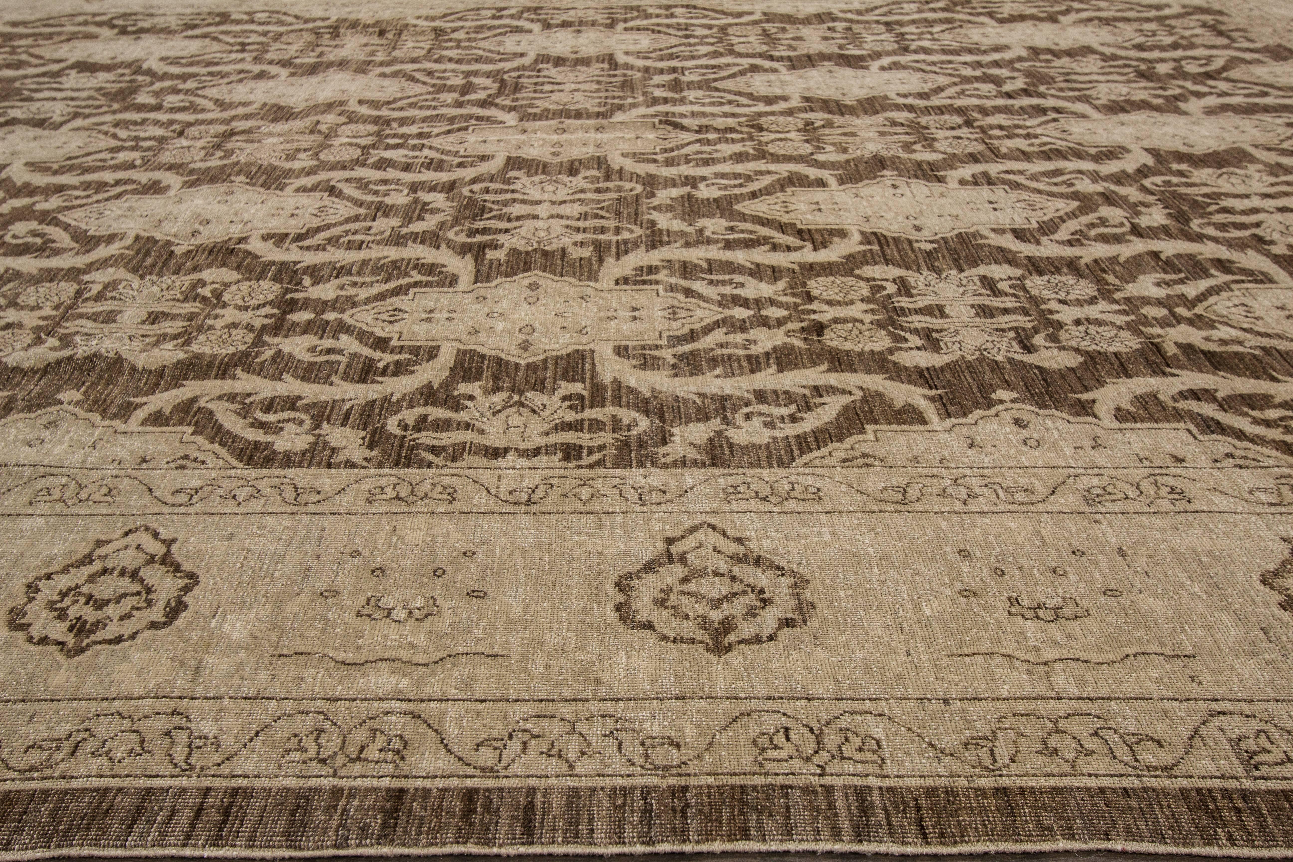 21st Cent. Contemporary Brown, Tan Persian Peshawar Rug In Excellent Condition For Sale In Norwalk, CT