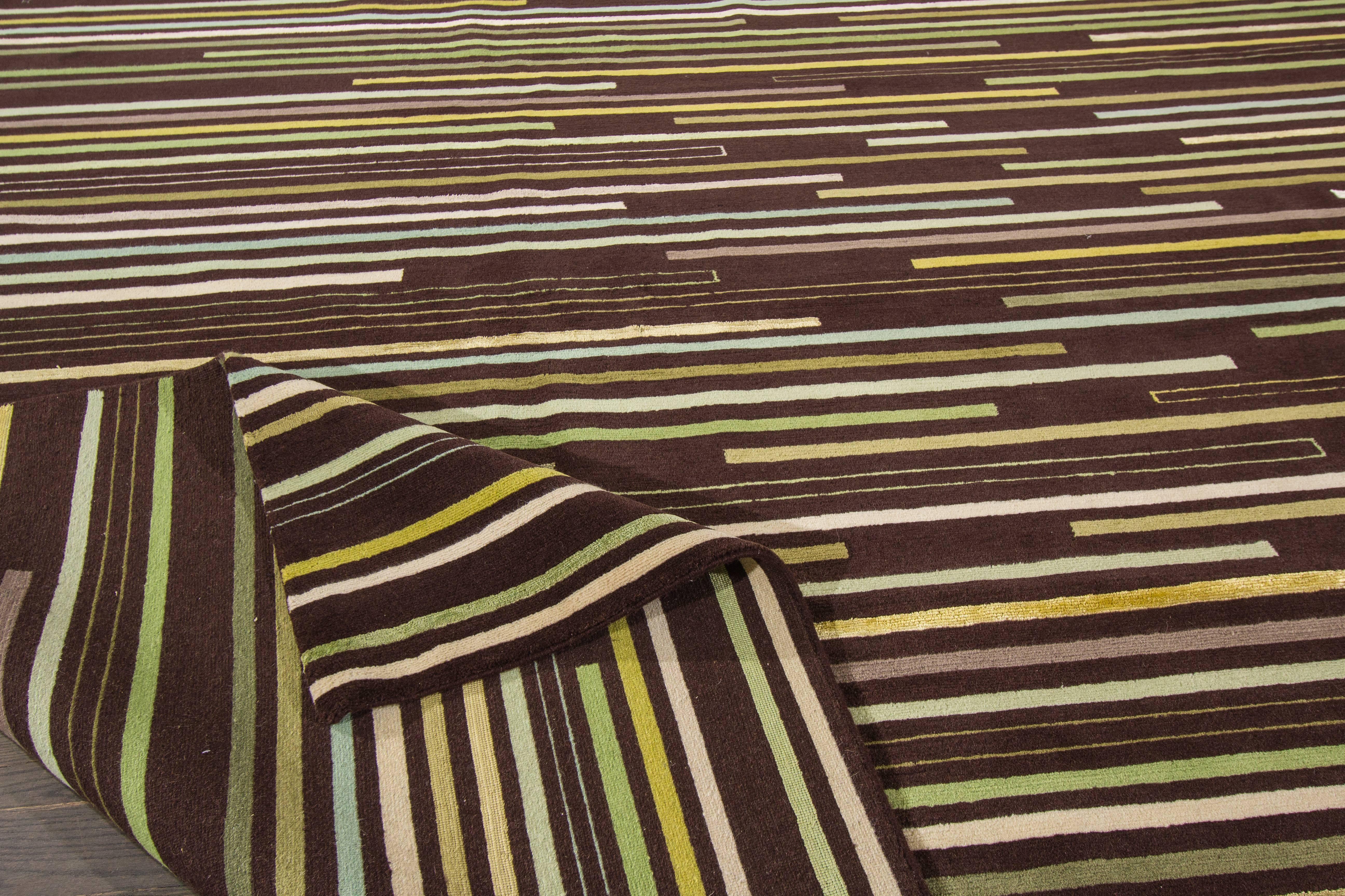 Siglo XXI. Alfombra Tibetana Contemporánea Multicolor Geométrica Moderno en venta