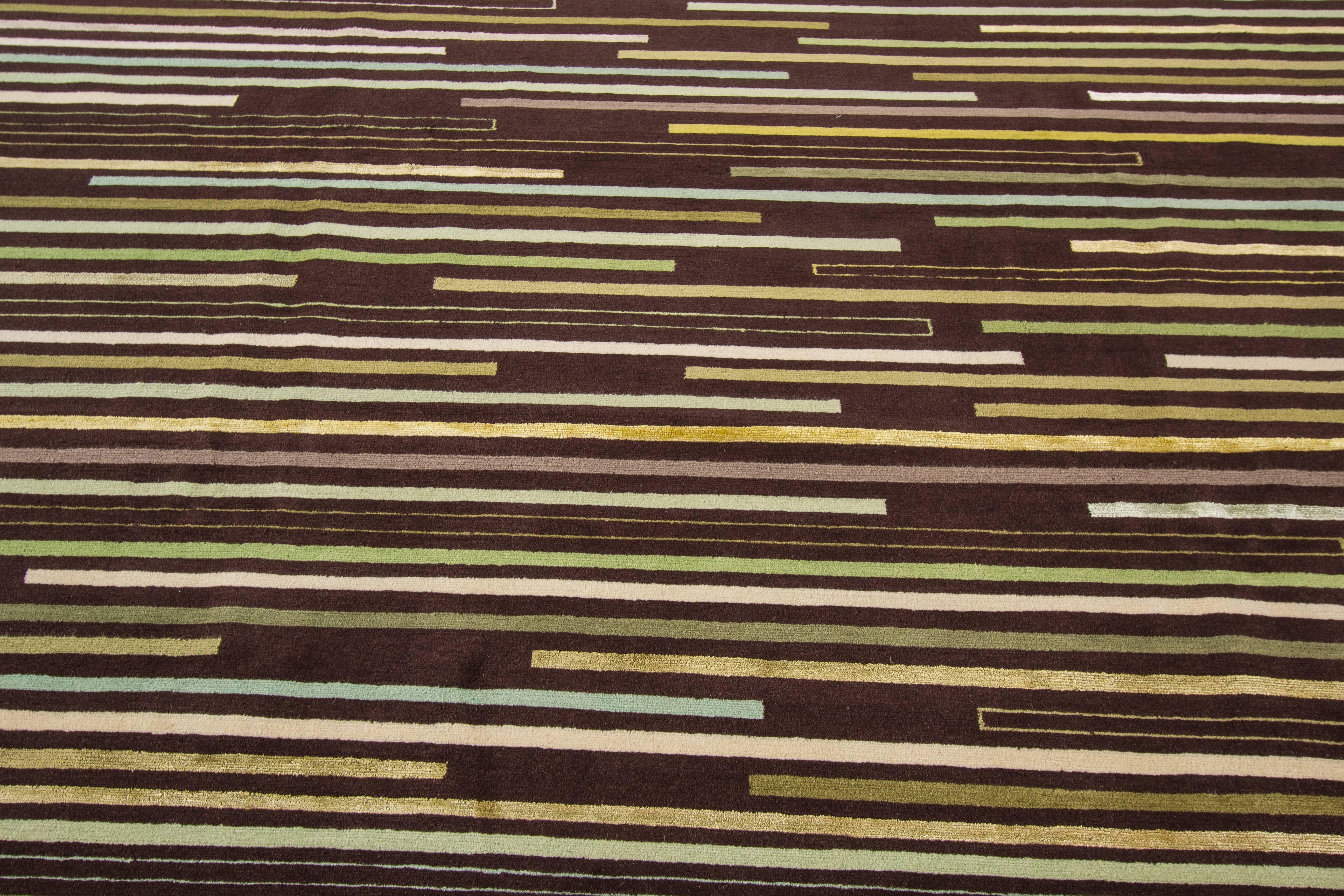 Siglo XXI. Alfombra Tibetana Contemporánea Multicolor Geométrica Nepalés en venta