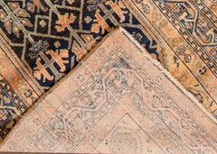 Antique Beige and Blue Persian Malayer Runner Rug