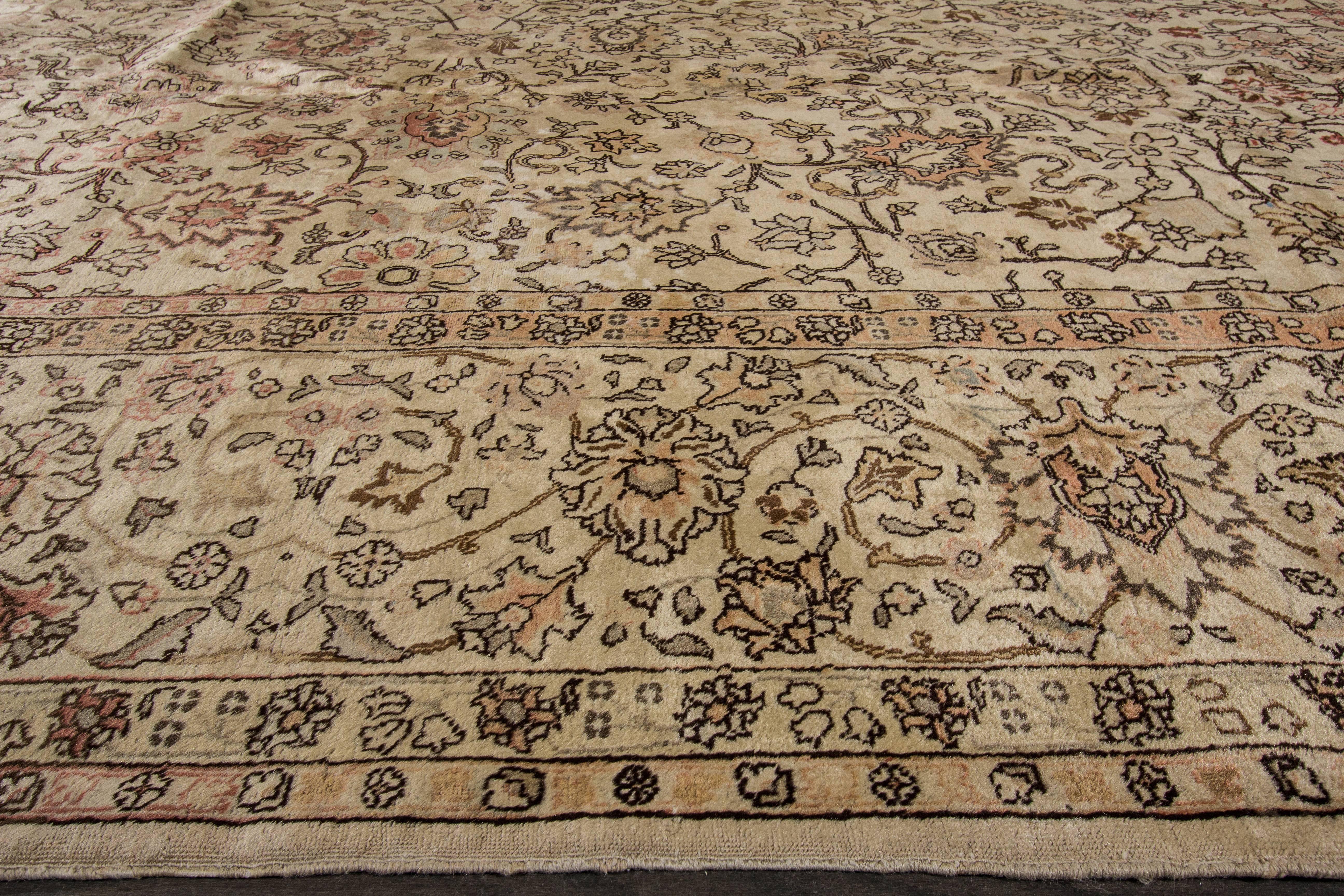 Hand-Knotted Antique Tabriz Rug For Sale