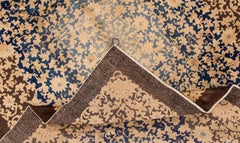 Tappeto Fette cinese Art Deco vintage anni '20, marrone e blu