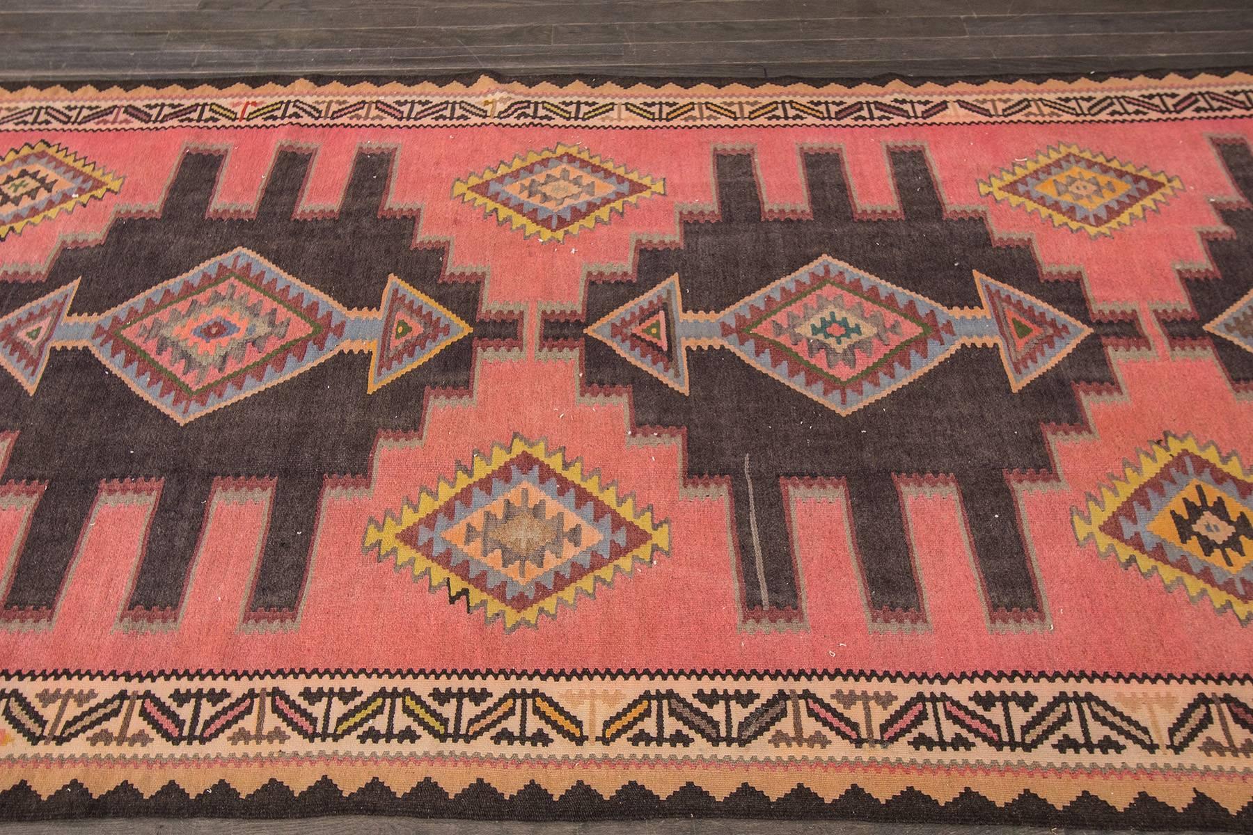 Contemporary Gorgeously Contrasted Persian Kilim Rug