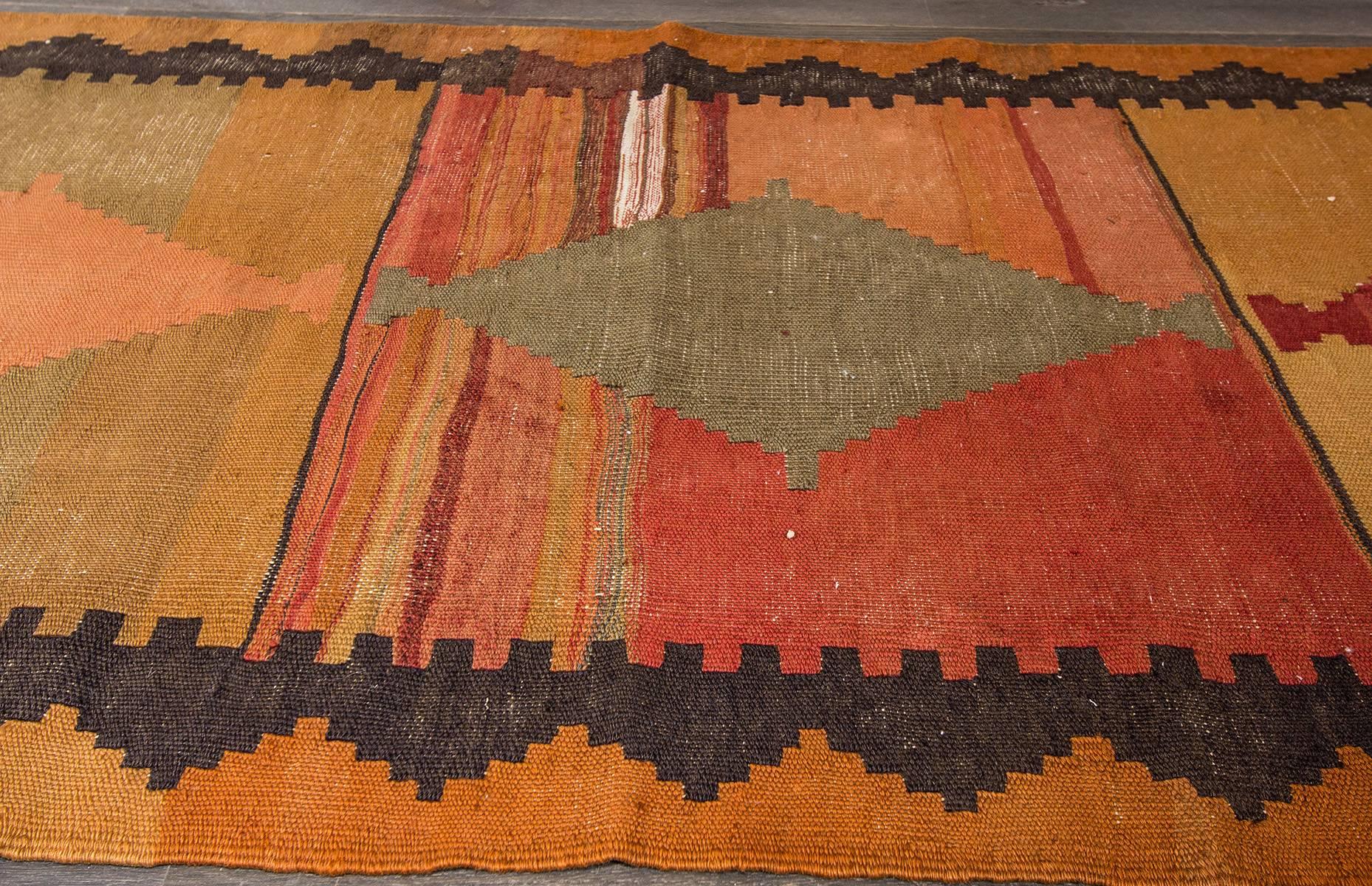 Hand-Woven Vintage Persian Kilim Rug
