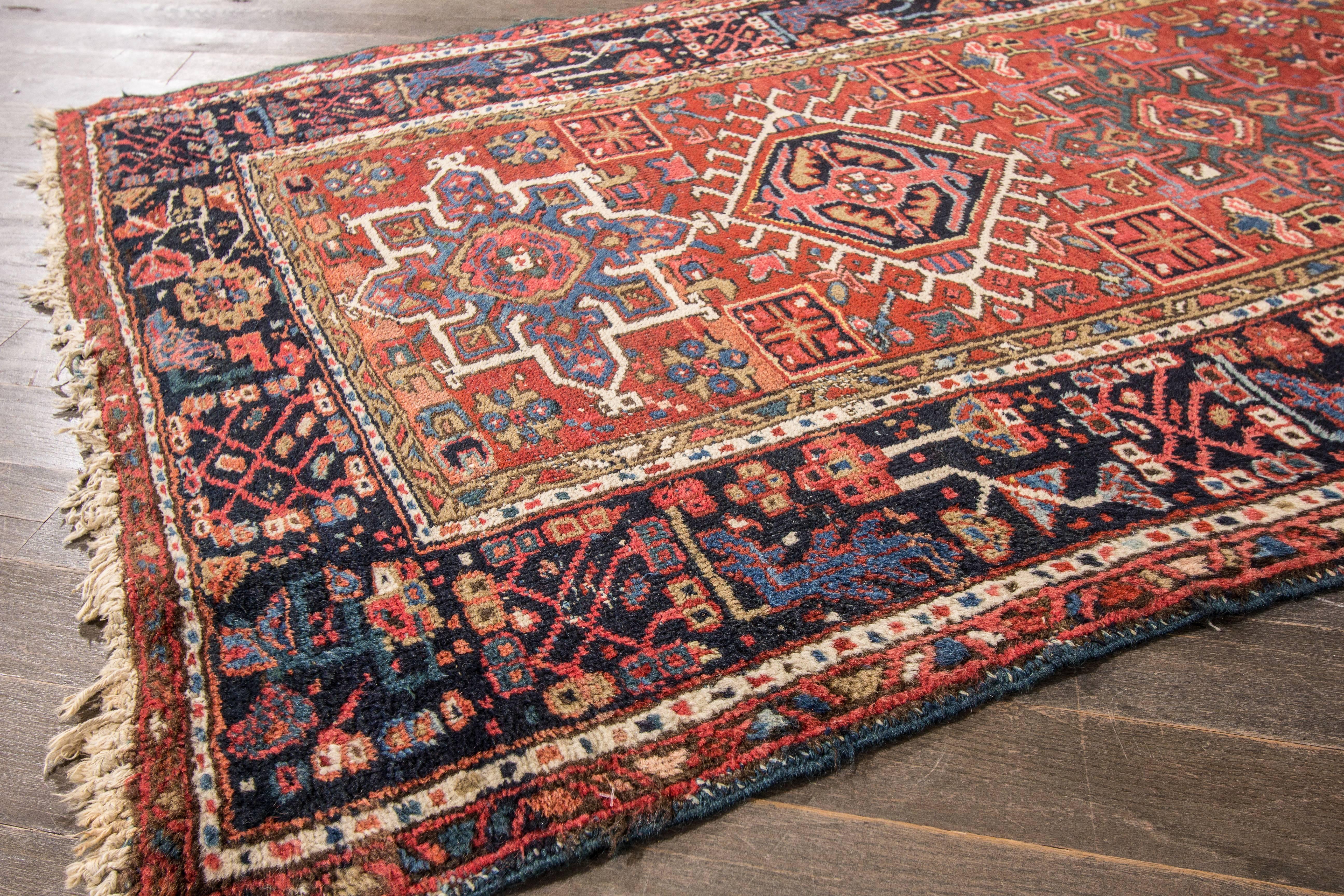 Hand-Knotted Beautiful Antique Persian Heriz Runner