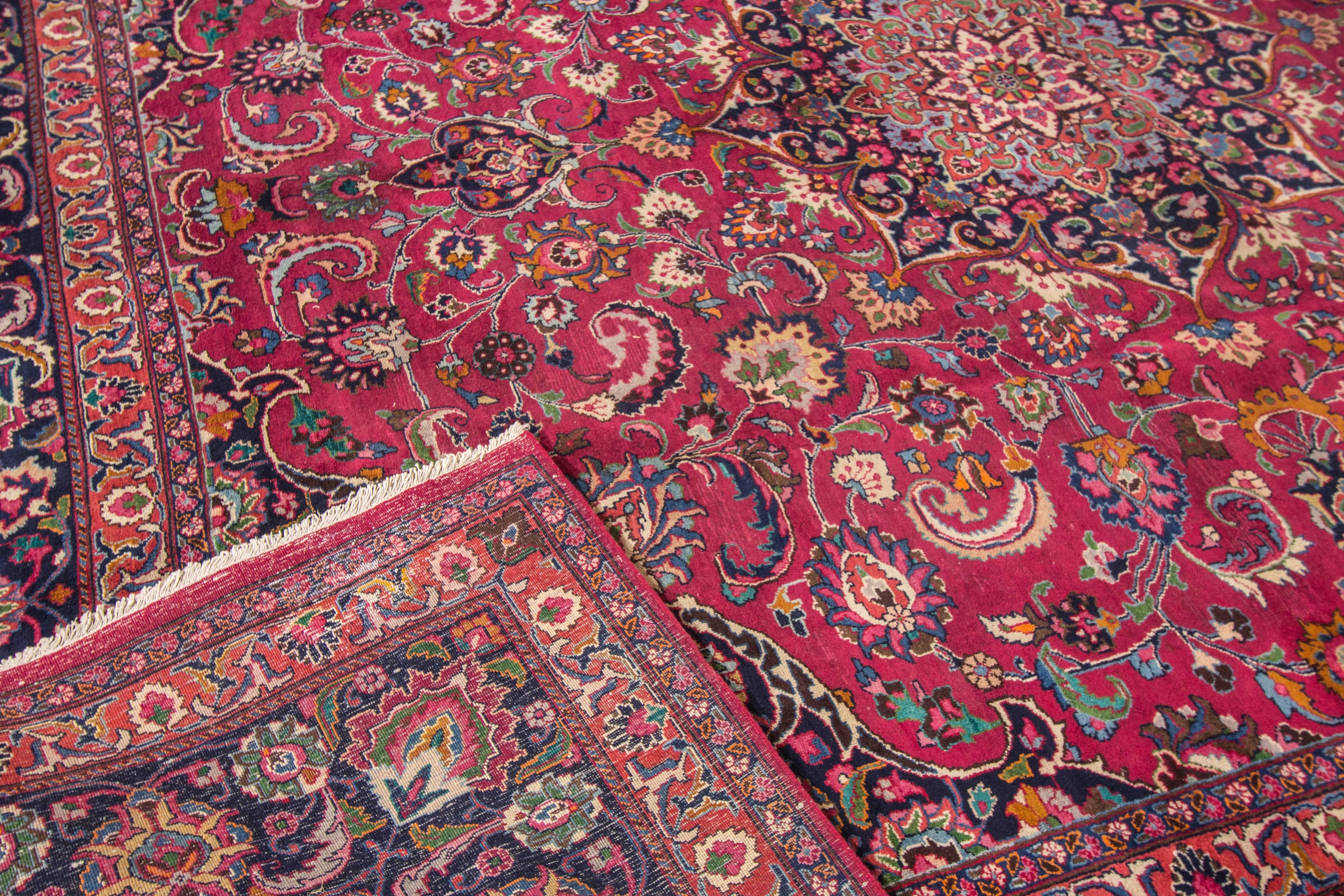 Persian Beautiful Vintage Red Mashad Rug