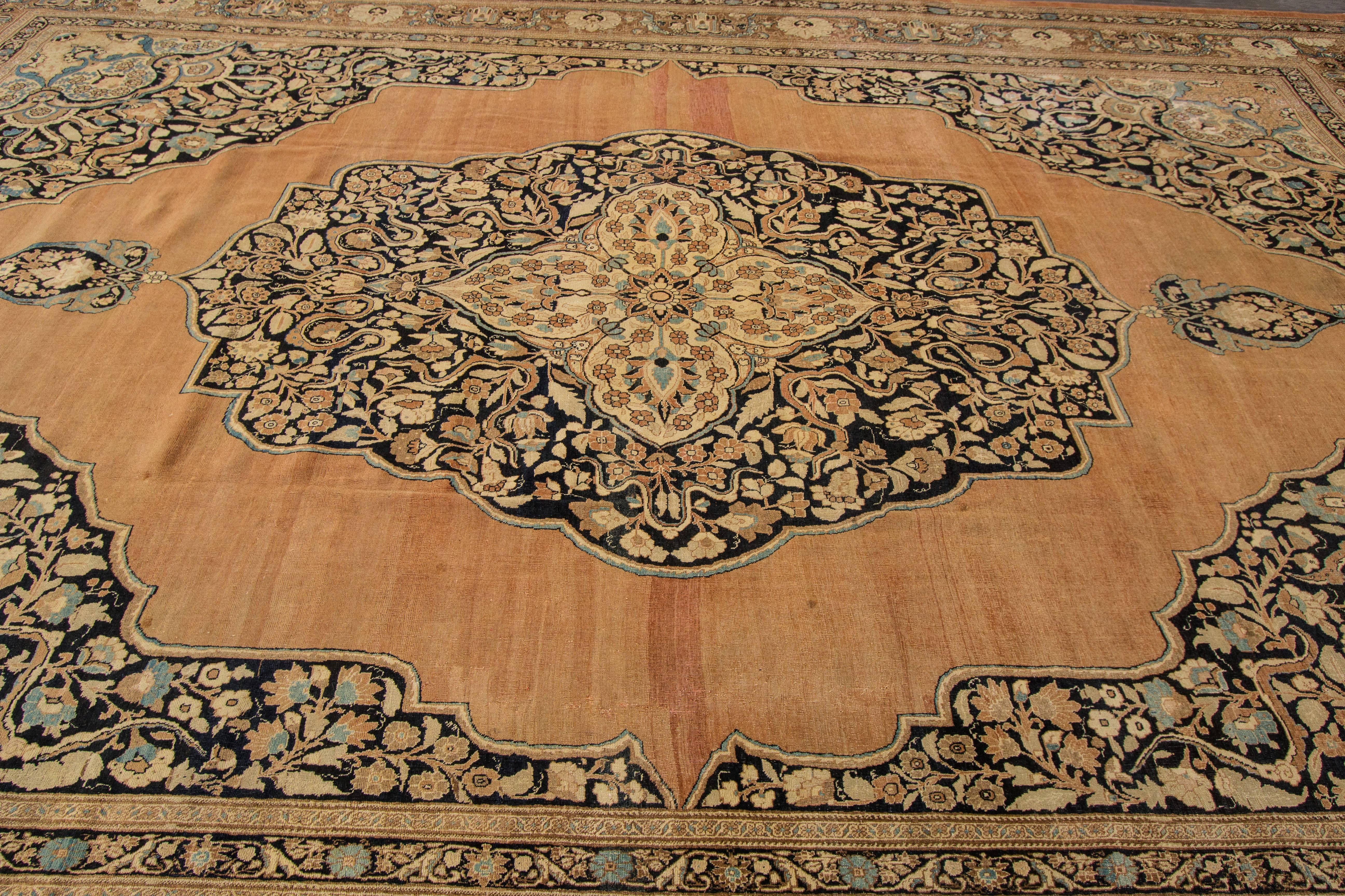 Hand-Knotted Beautifully Designed Antique Tabriz Rug For Sale