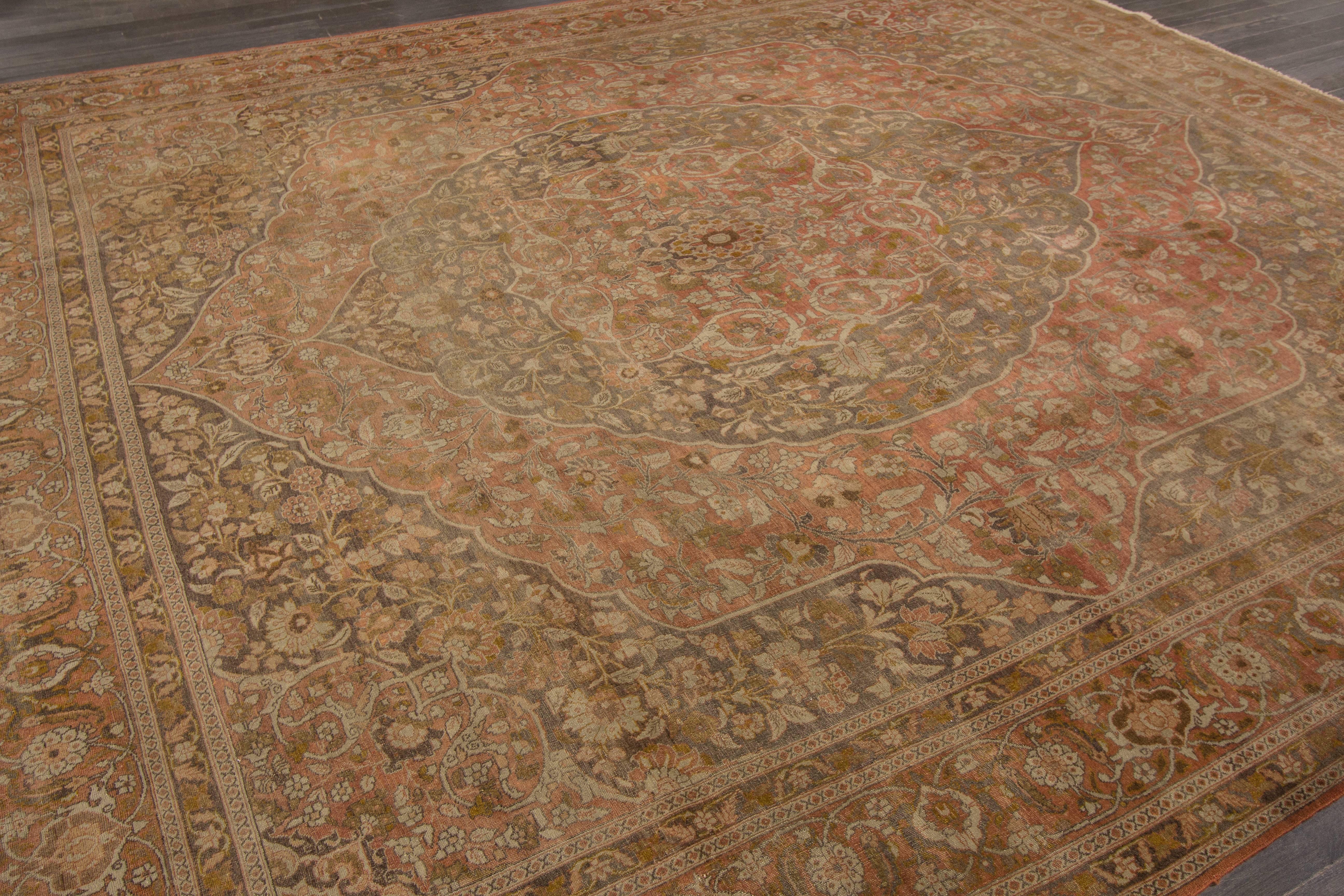 Hand-Knotted Beautifully Designed Antique Tabriz Rug For Sale