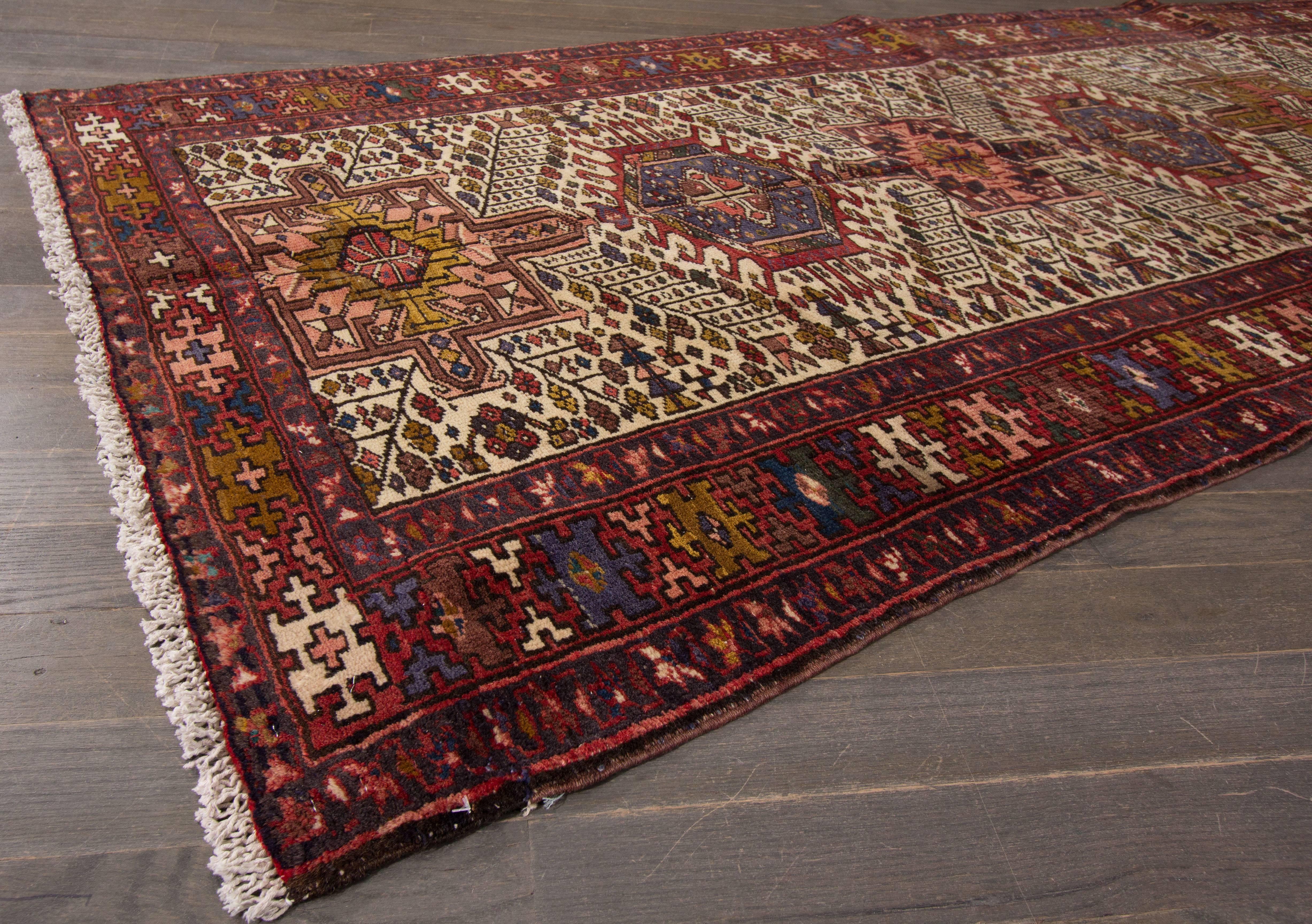 Persian Beautifully Designed Vintage Heriz Runner For Sale