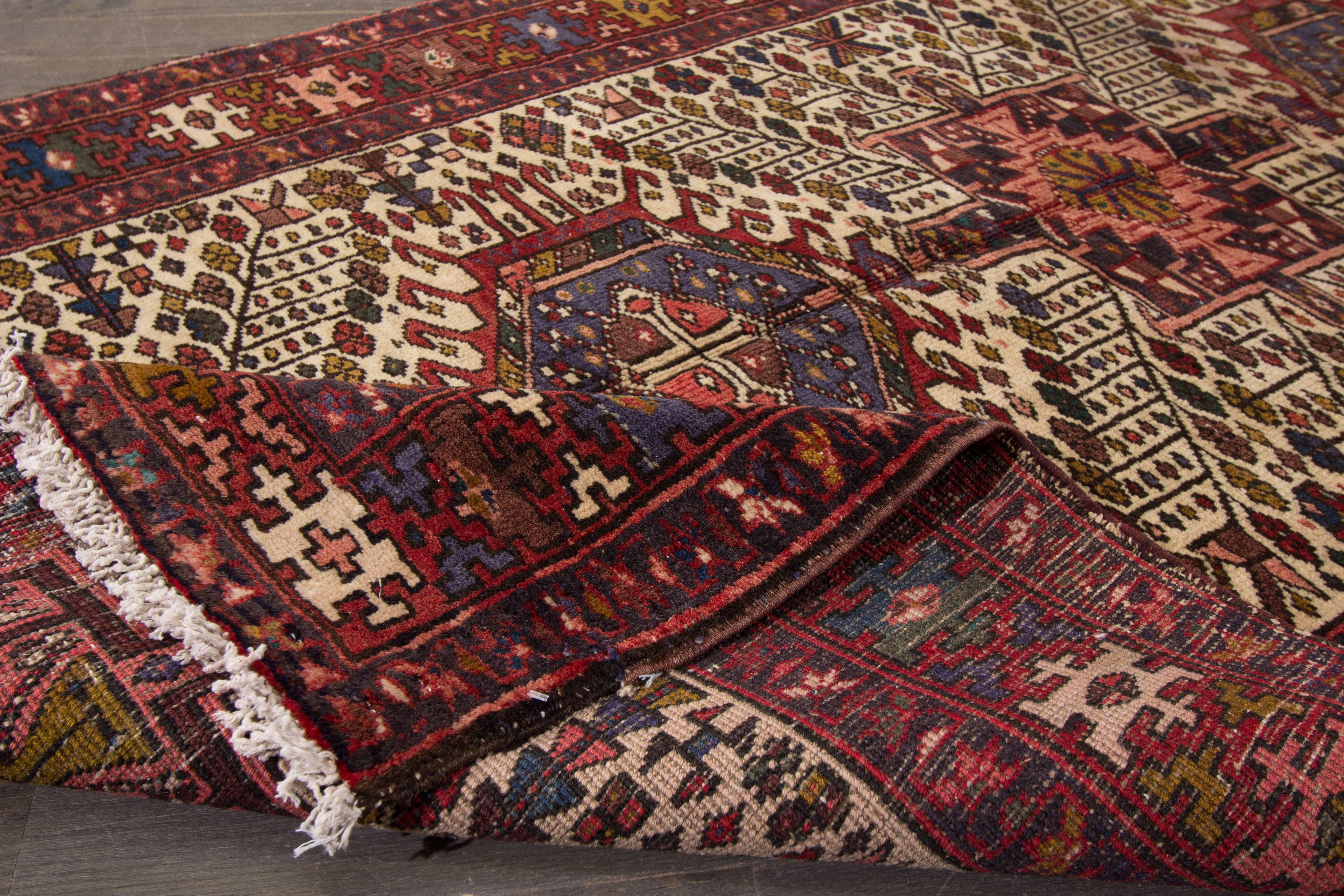 Hand-Knotted Beautifully Designed Vintage Heriz Runner For Sale