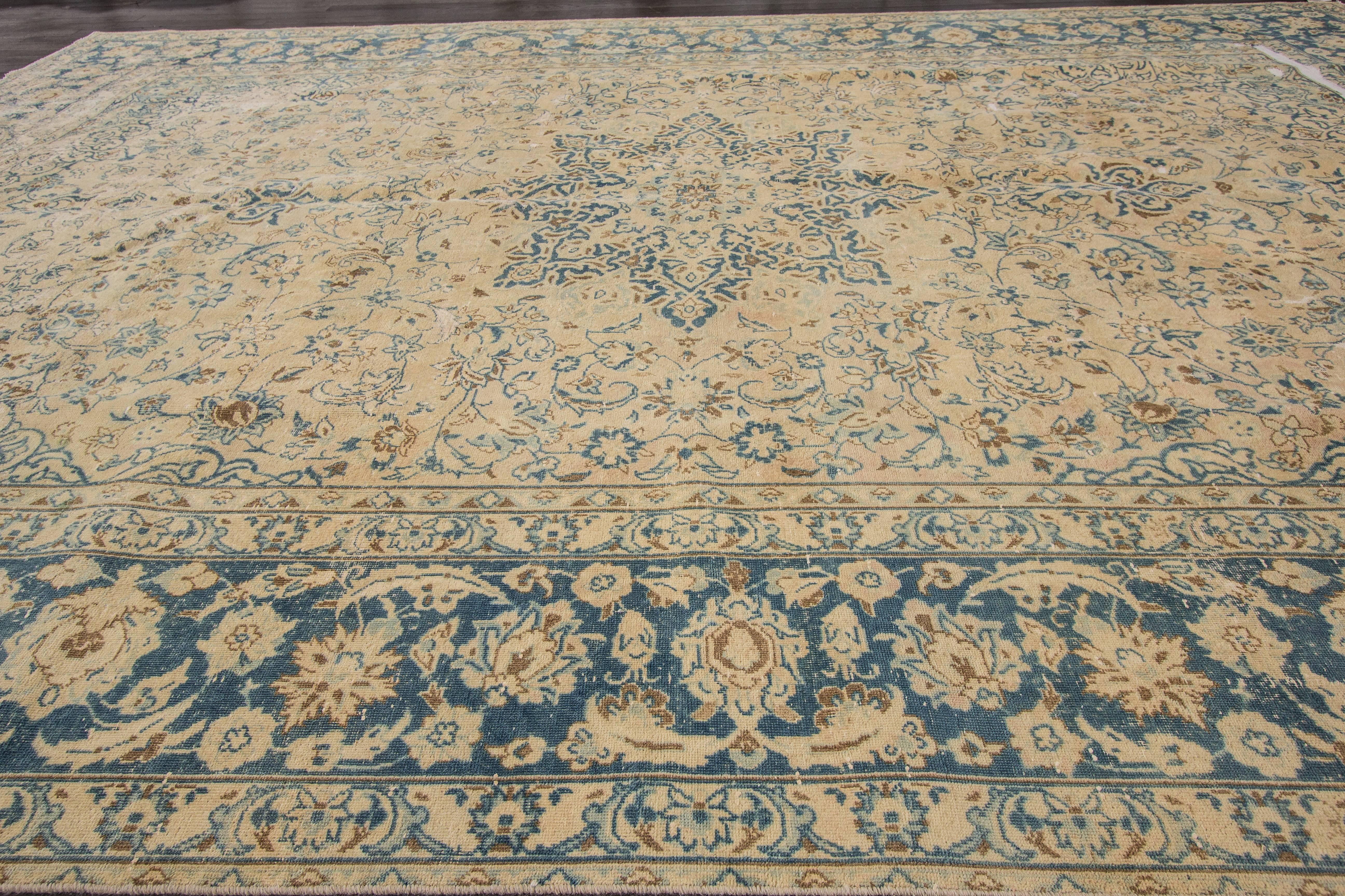 Hand-Knotted Simply Beautiful Distressed Tabriz Rug For Sale