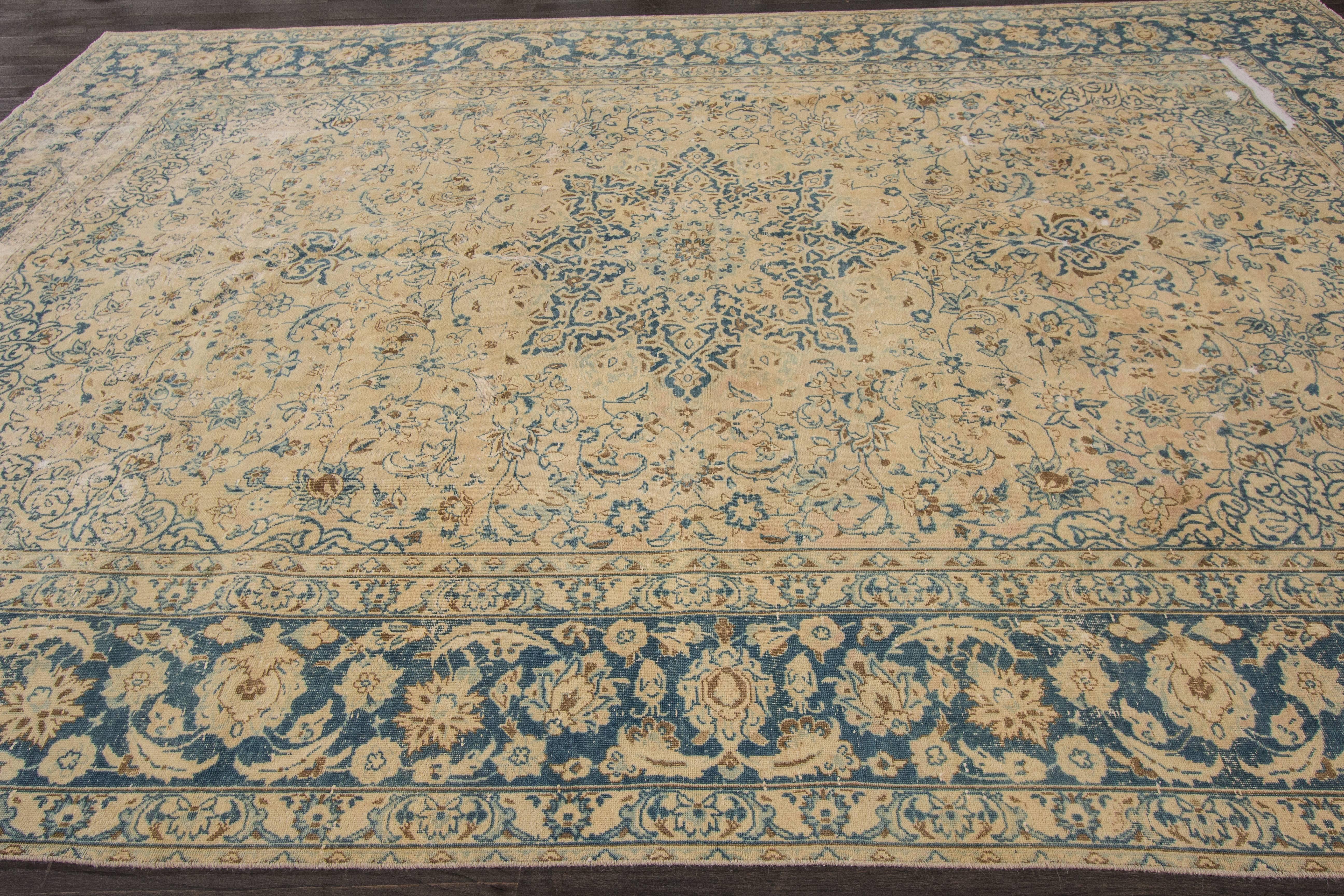 Early 20th Century Simply Beautiful Distressed Tabriz Rug For Sale