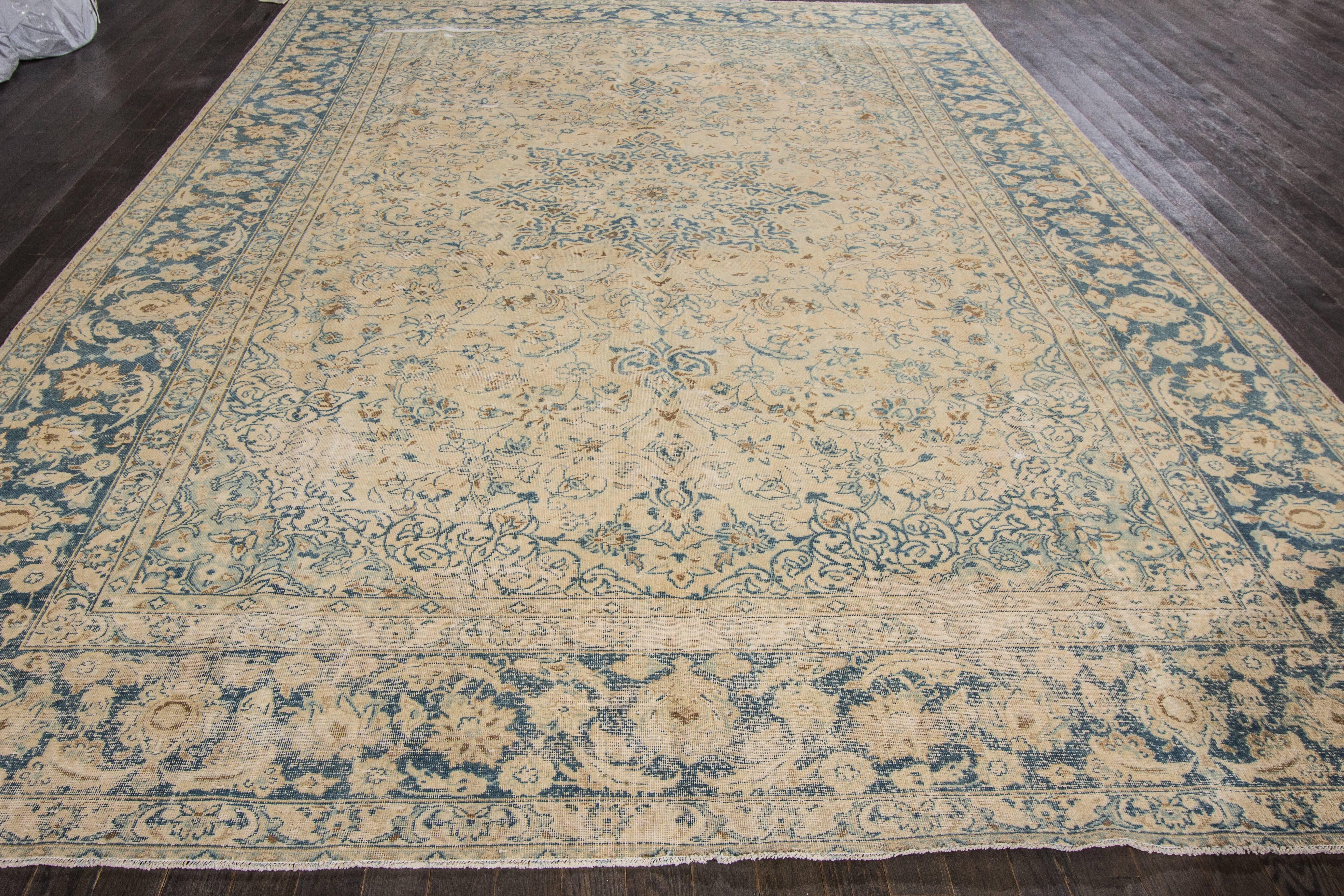 Wool Simply Beautiful Distressed Tabriz Rug For Sale