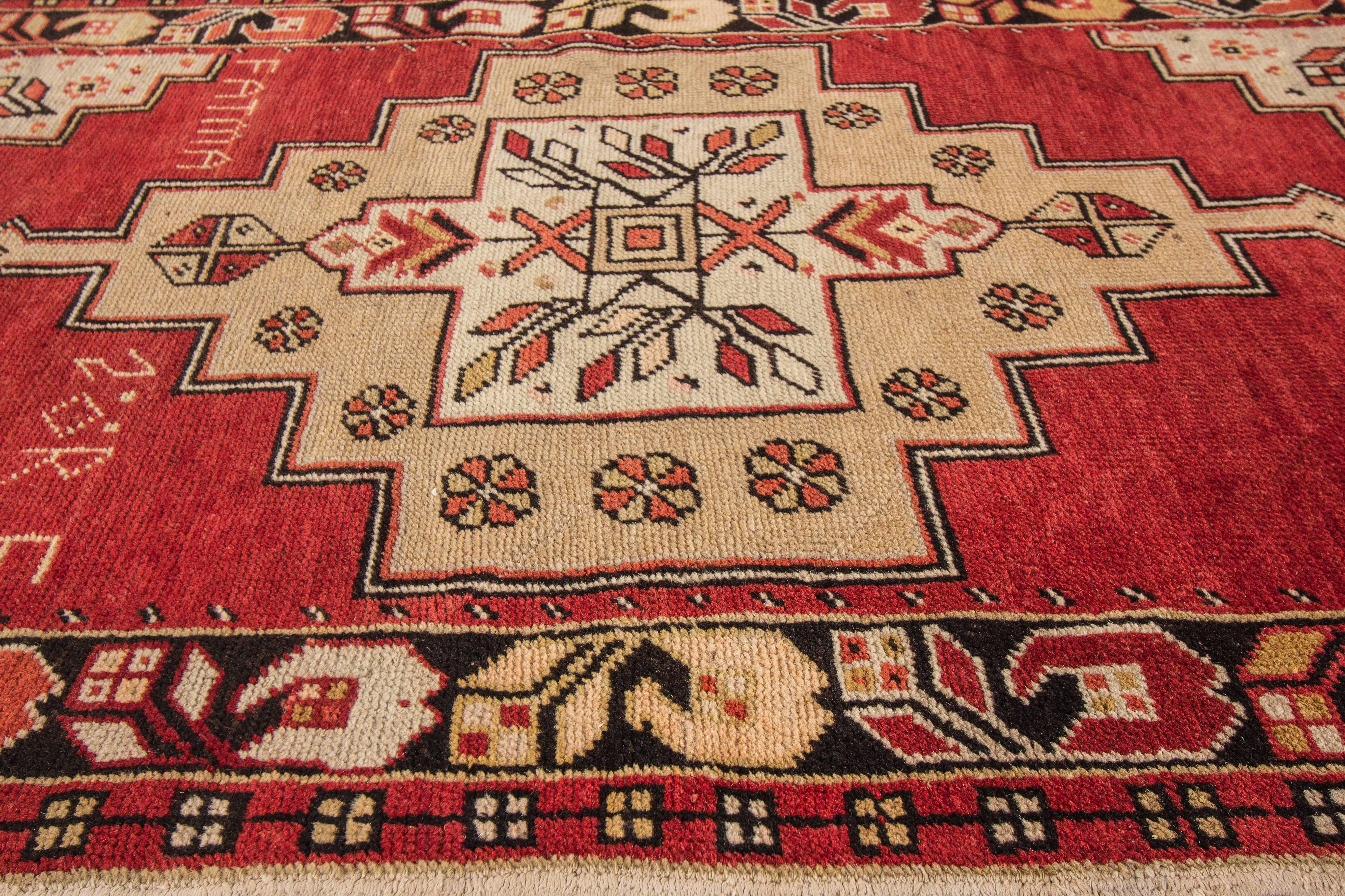 Hand-Knotted Vintage Anatolian Rug, 3'6