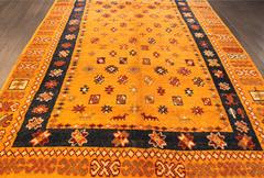Vintage 1960s Moroccan Wool Rug, Hand-Knotted, Geometric Design