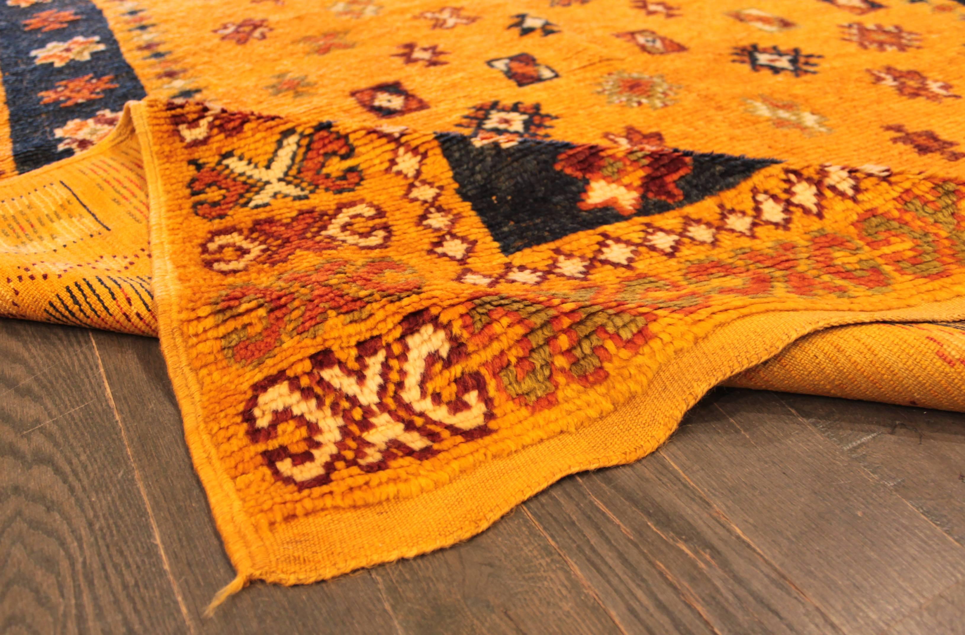 Hand-Knotted Mid 20th Century Vintage Moroccan Wool Rug For Sale