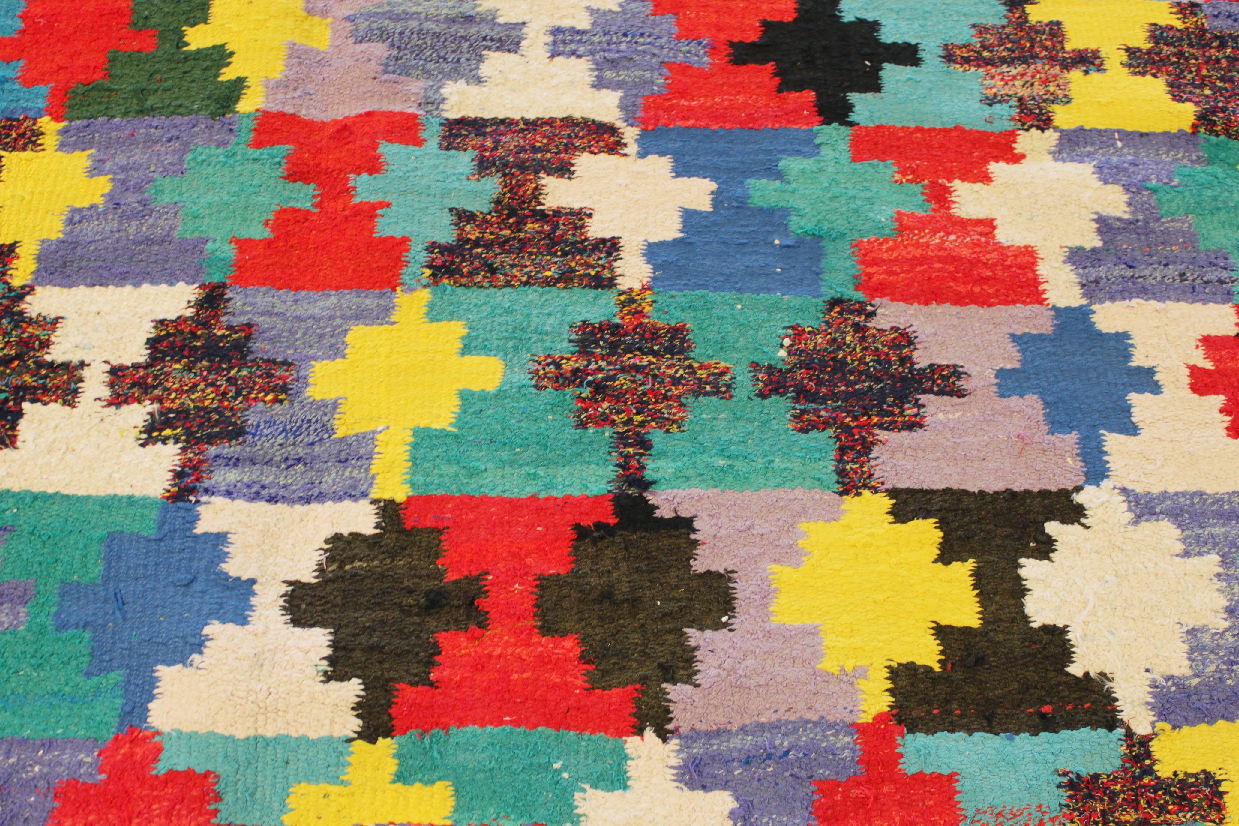 Hand-Knotted Beautifully Designed Vintage Kilim Rug For Sale