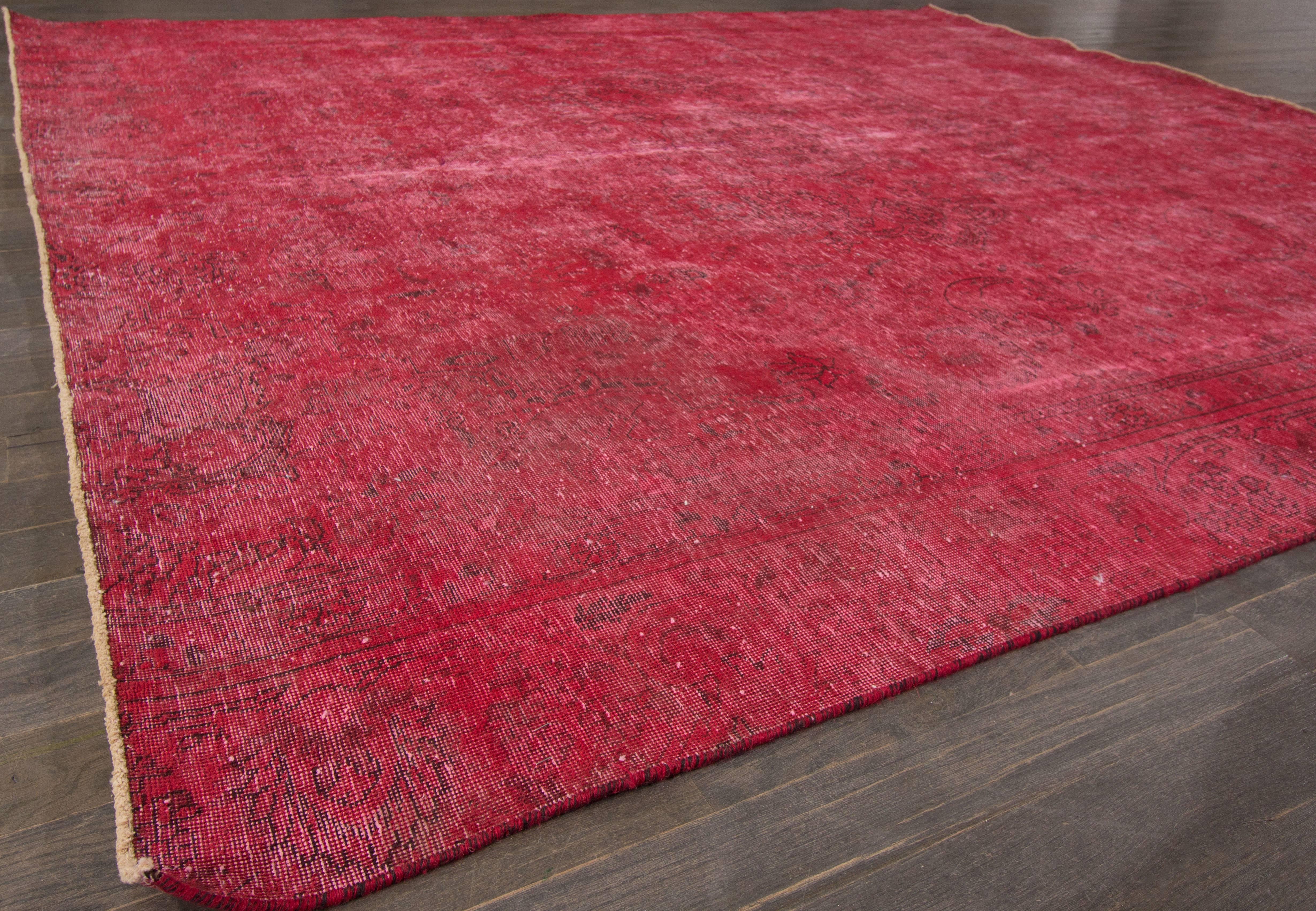 Hand-Knotted Beautifully Designed Square Overdyed Rug