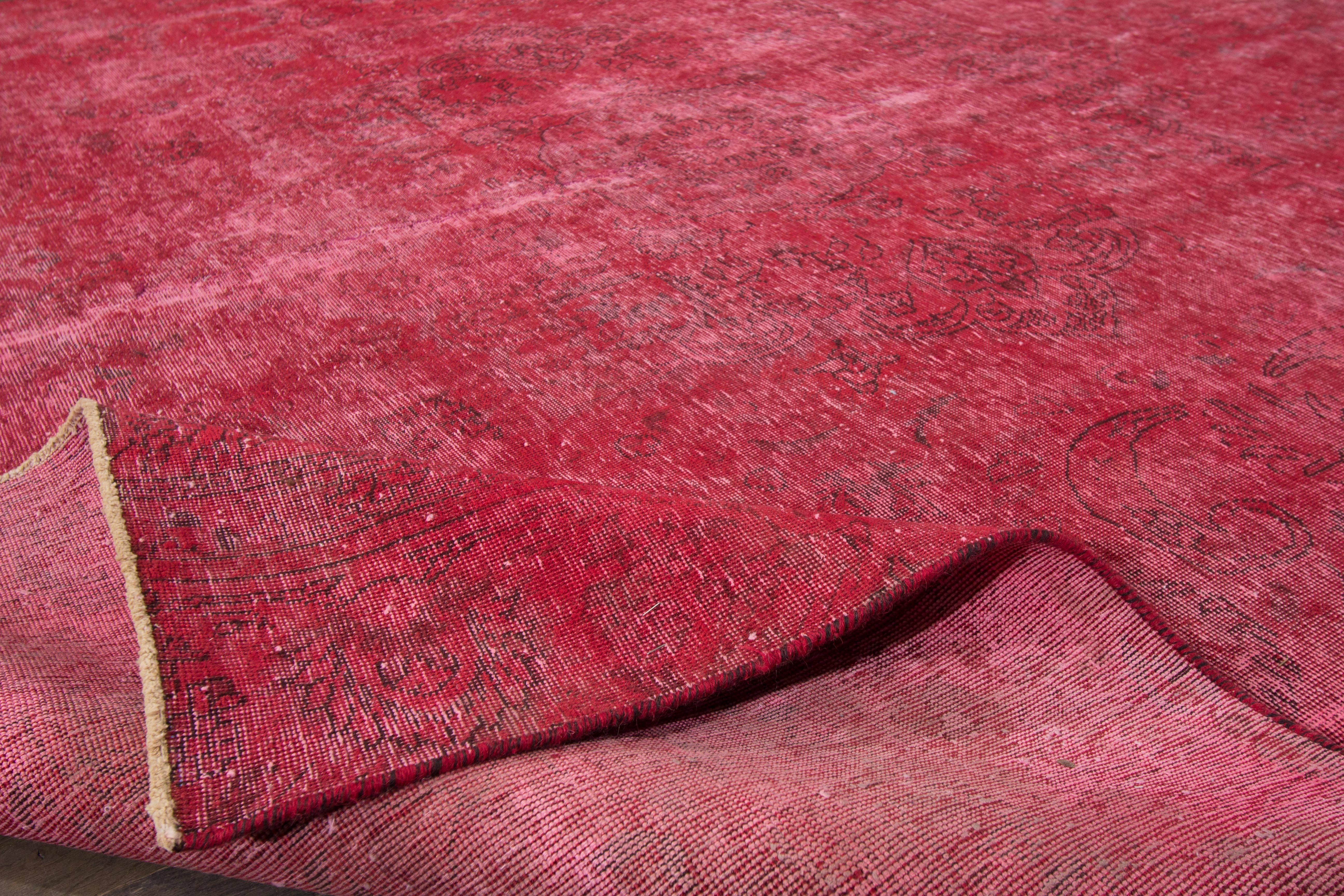 Beautifully Designed Square Overdyed Rug In Distressed Condition In Norwalk, CT