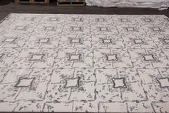 Hand-Knotted Modern Indian Wool Rug, Geometric Design, 9'8" x 14'2"
