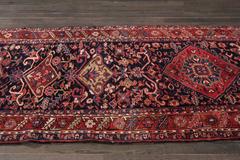 Vintage Persian Heriz Hand-Knotted Rug, Wool, Iran, 1955, 3'11\" x 13'