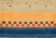 21st Century Small Geometric Multicolored Persian Gabbeh Rug
