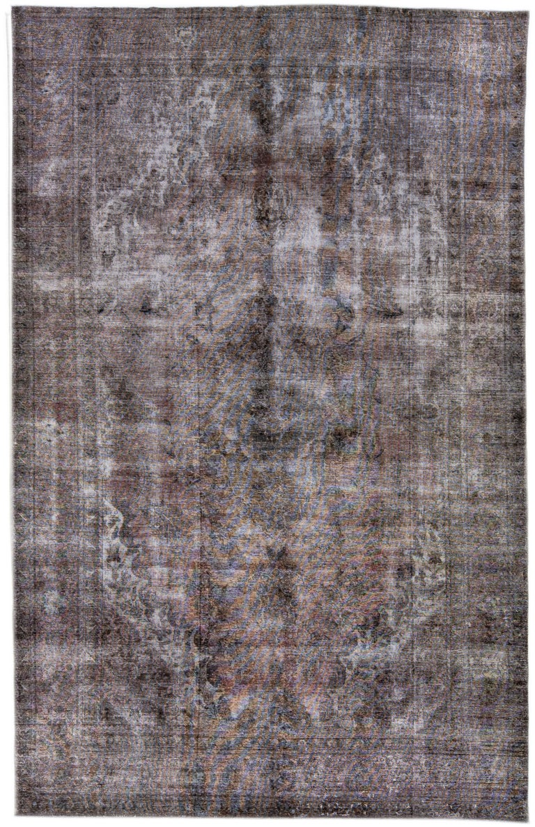 Oxidized Rust Rug Vintage Gray/Rust Handmade Distressed Overdyed Wool Rug For Sale at 1stDibs