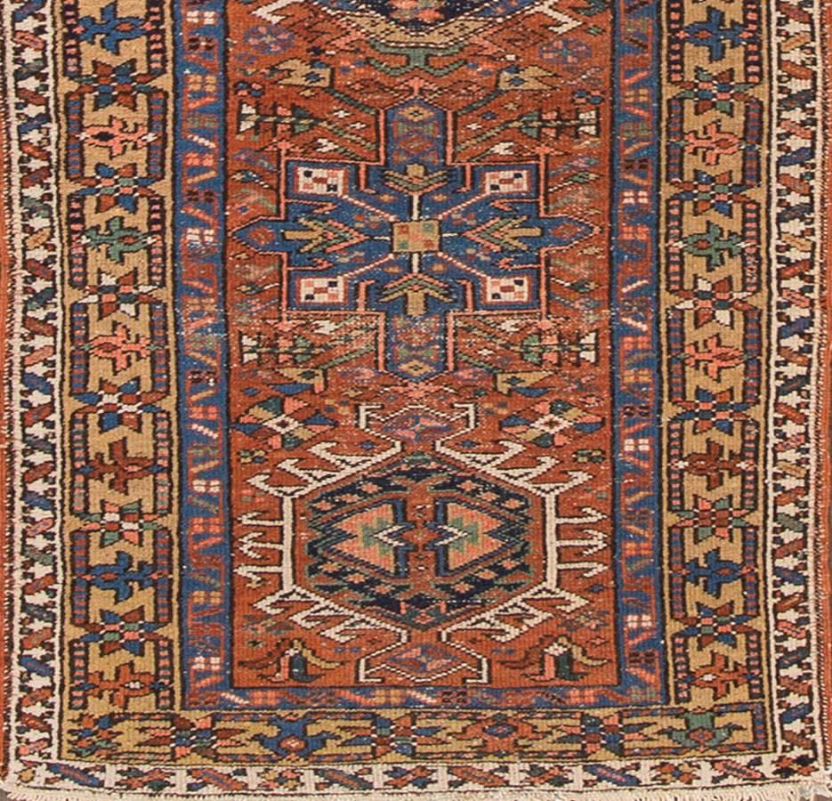 Hand-Knotted Vintage 1920s Rust/Orange Persian Heriz Carpet