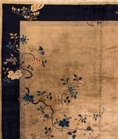 1920s Blue and Tan Chinese Art Deco Carpet