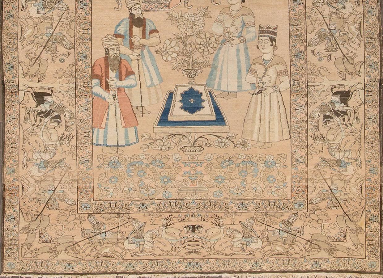 Persian Pair of 19th Century Kerman Pictorial Carpet For Sale