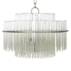 Mid-Century Gaetano Sciolari for Lightolier Glass Rod and Chrome Chandelier 10