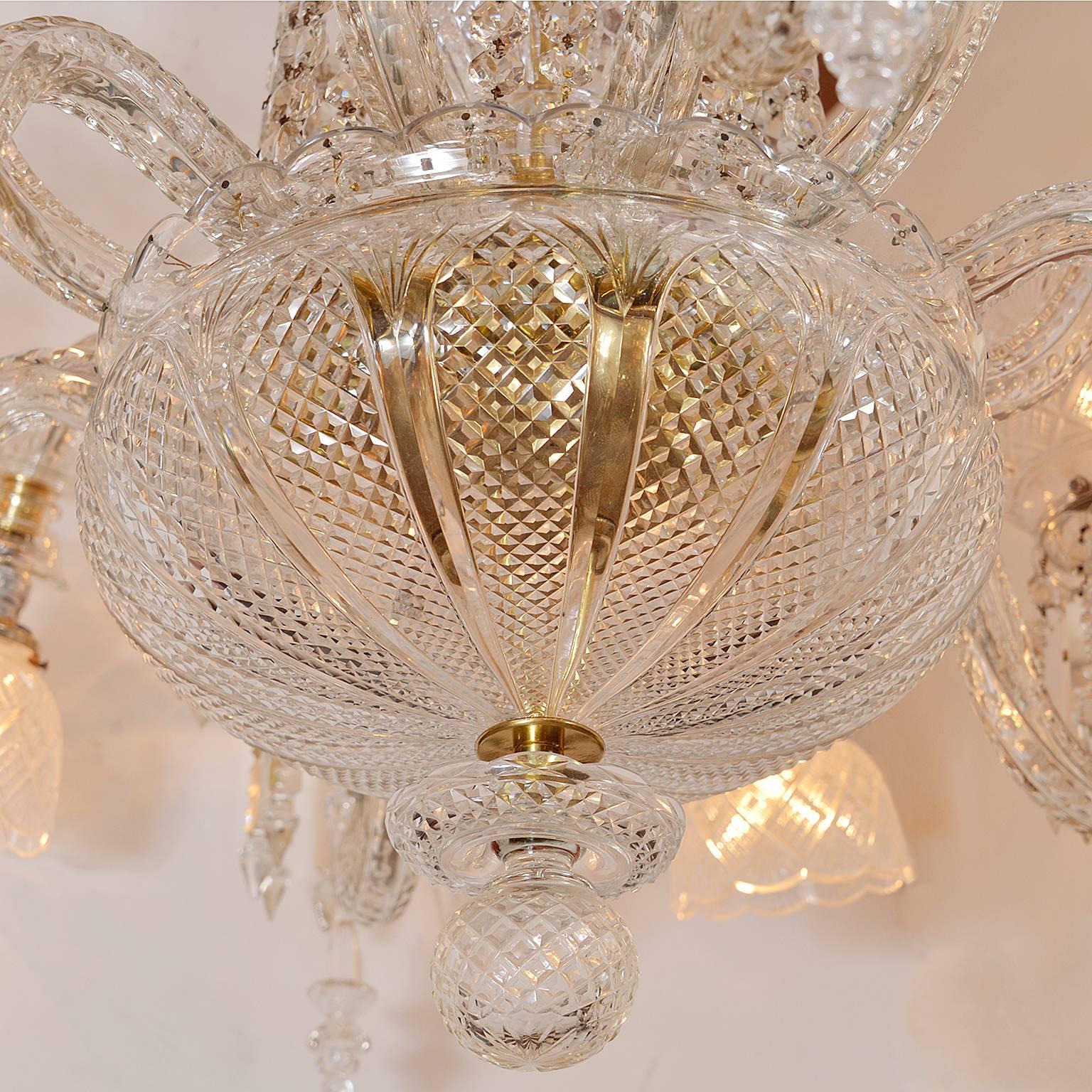 Victorian Mid-Late 1800s Combination Gas or Electric Crystal Chandelier For Sale