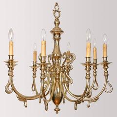 Swedish Eight-Light Cast Brass Chandelier