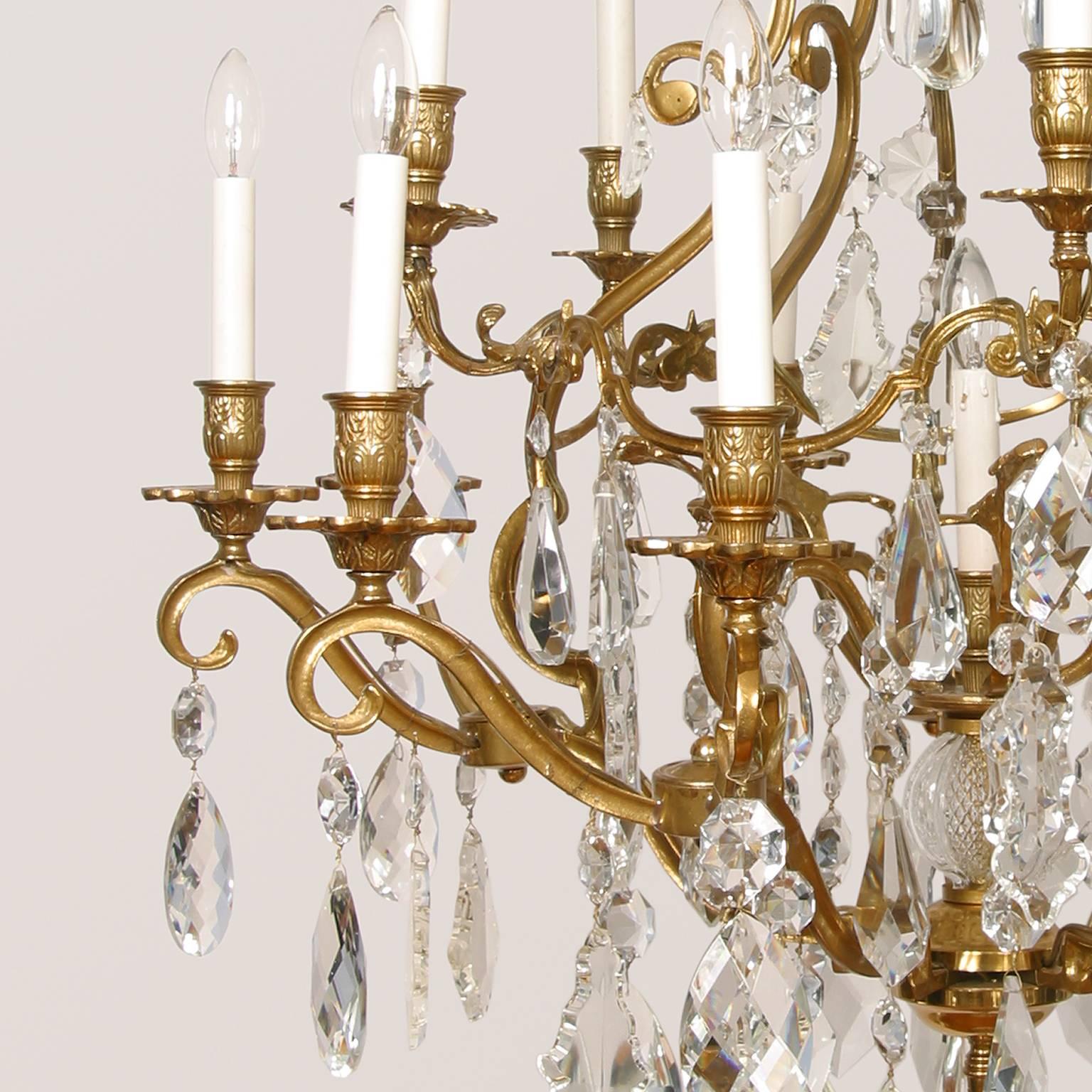 Large, Impressive Louis XV Nineteen-Light Crystal and Gilt Bronze Chandelier In Excellent Condition In Austin, TX