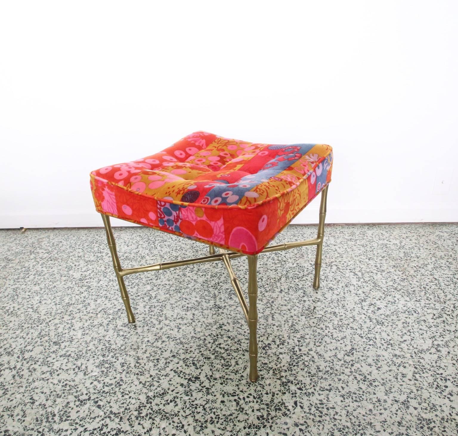 Late 20th Century Jack Lenor X-Base Ottoman Gold Bamboo For Sale