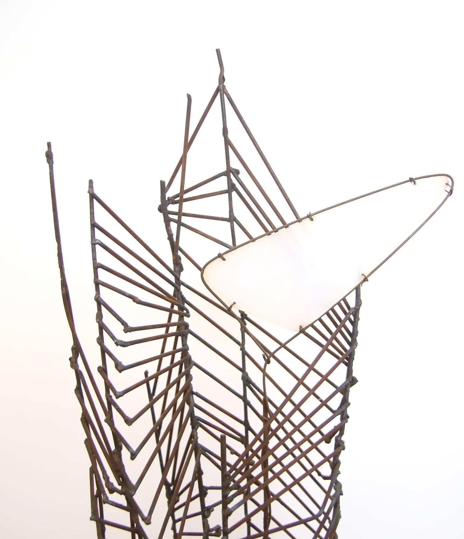 20th Century Mid-Century Abstract Metal and Wood Sculpture 