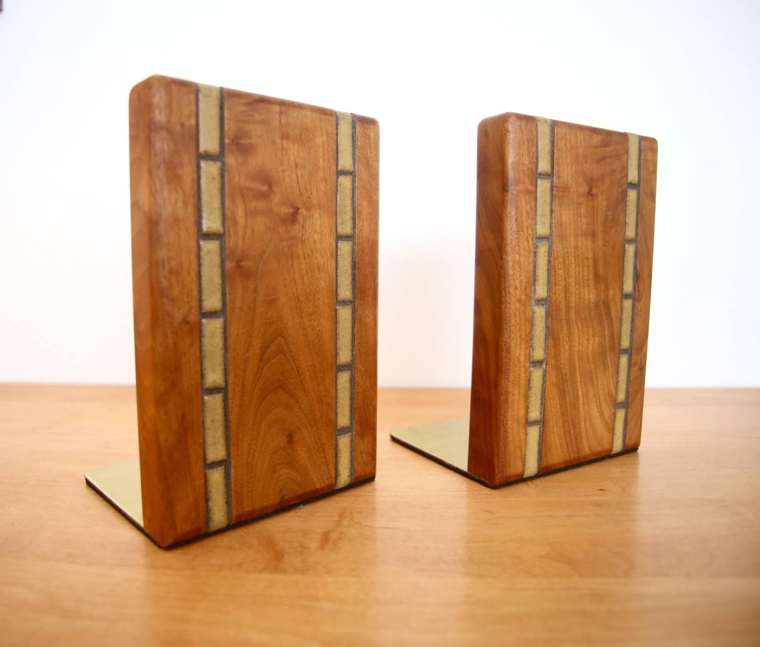 Mid-Century Modern Martz Walnut Bookends for Marshall Studios For Sale