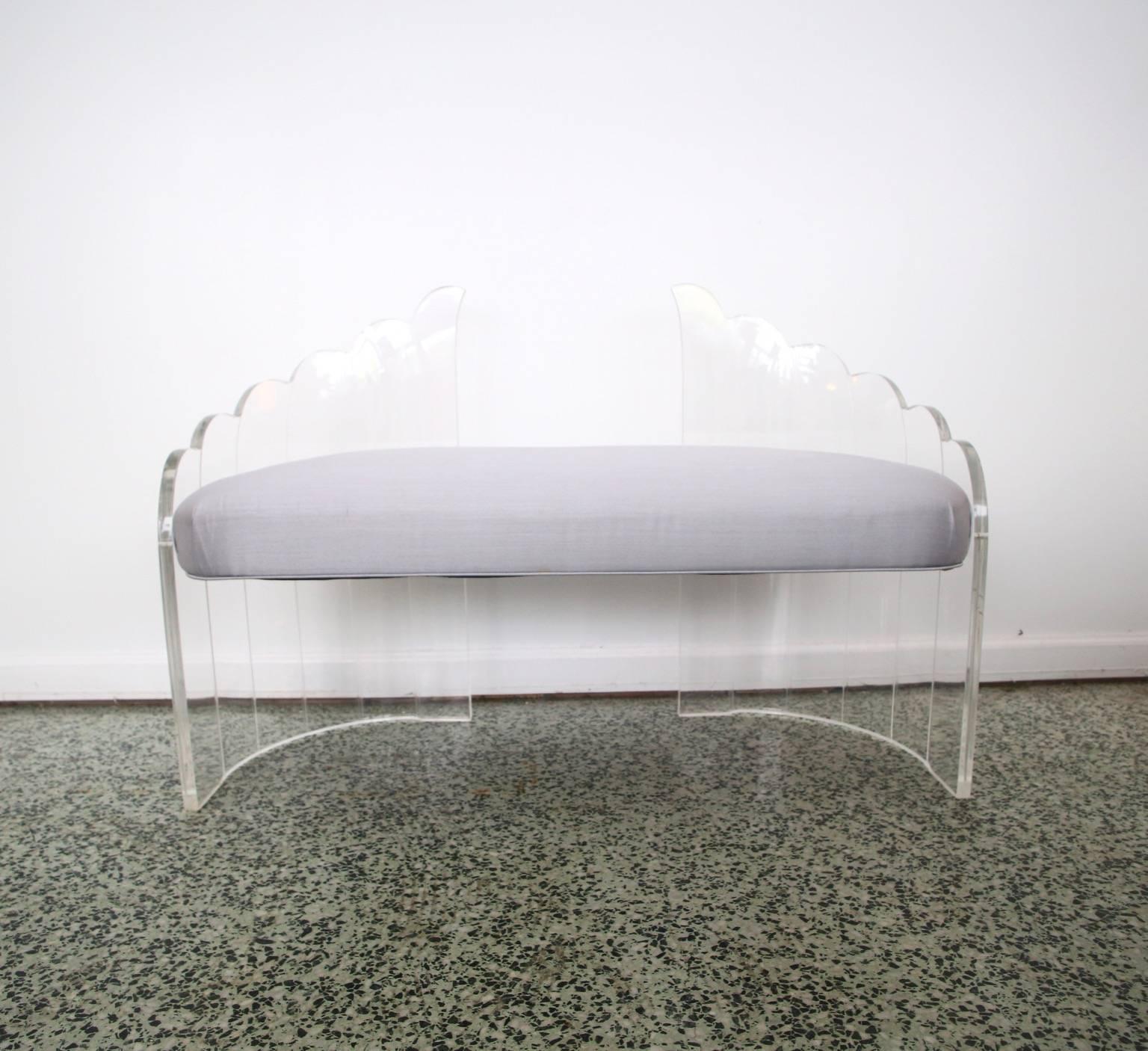 Mid-Century Modern Lucite Settee Bench in the Style of Charles Hollis Jones
