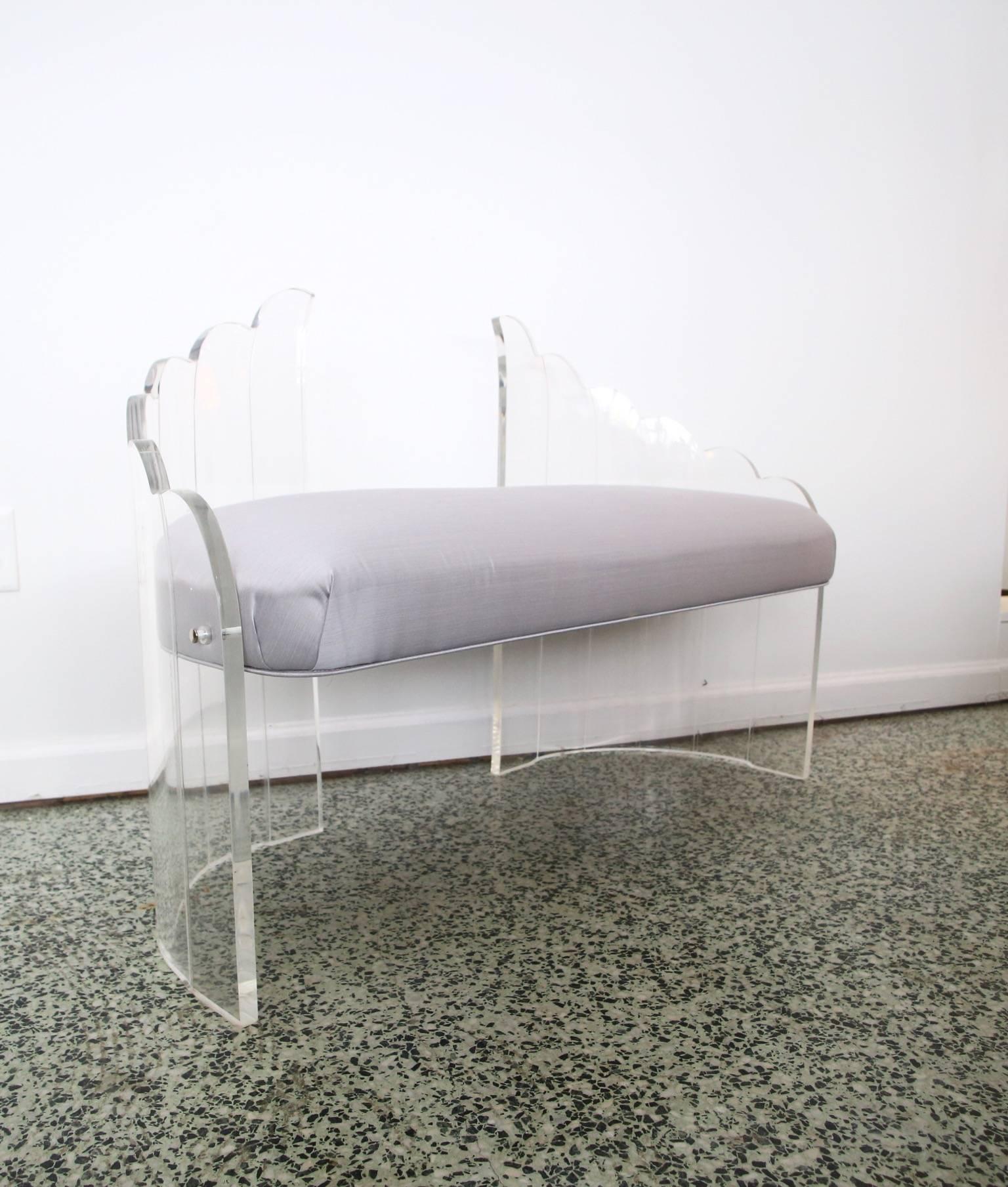 Mid-20th Century Lucite Settee Bench in the Style of Charles Hollis Jones