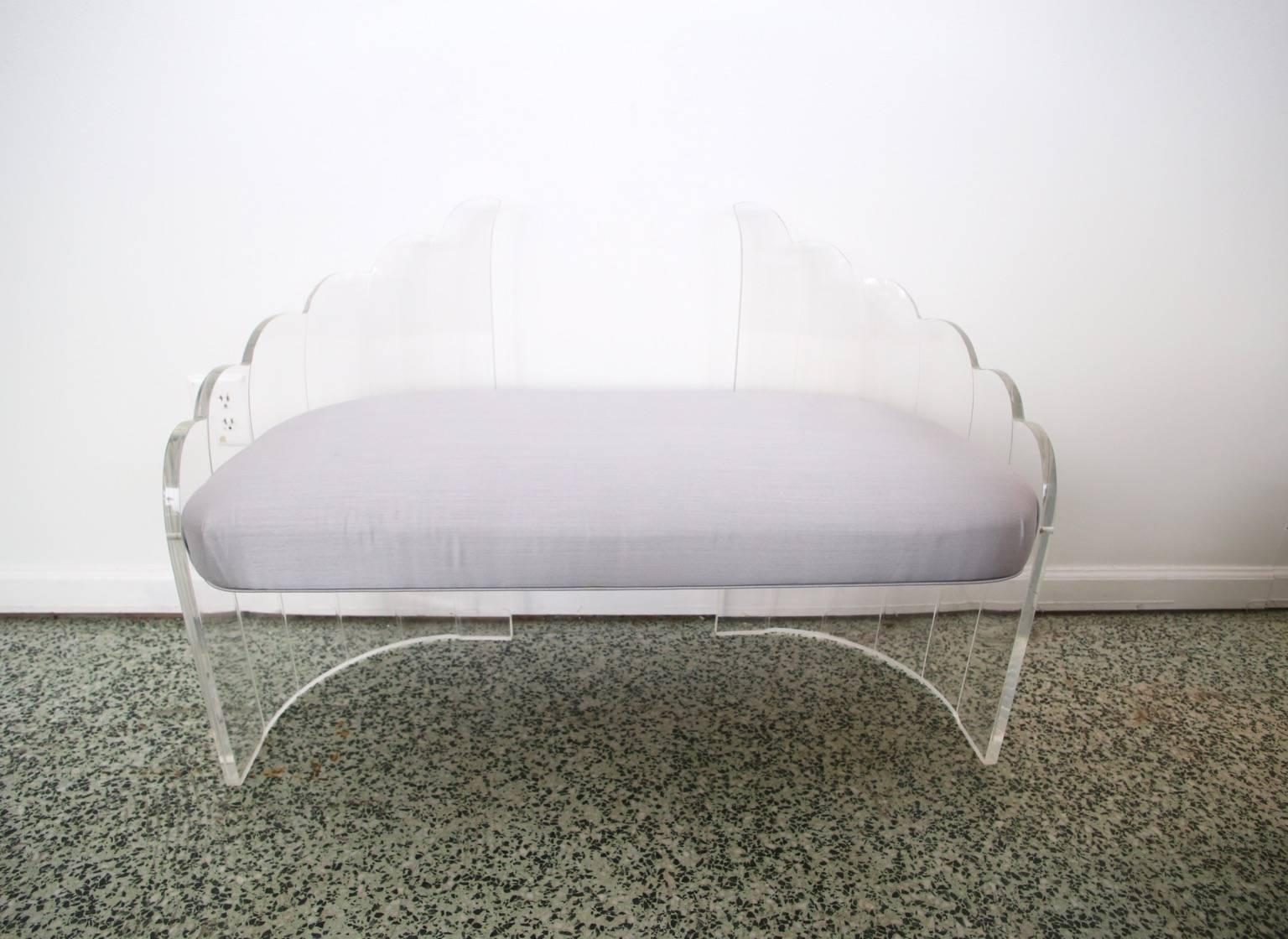 Lucite Settee Bench in the Style of Charles Hollis Jones 1