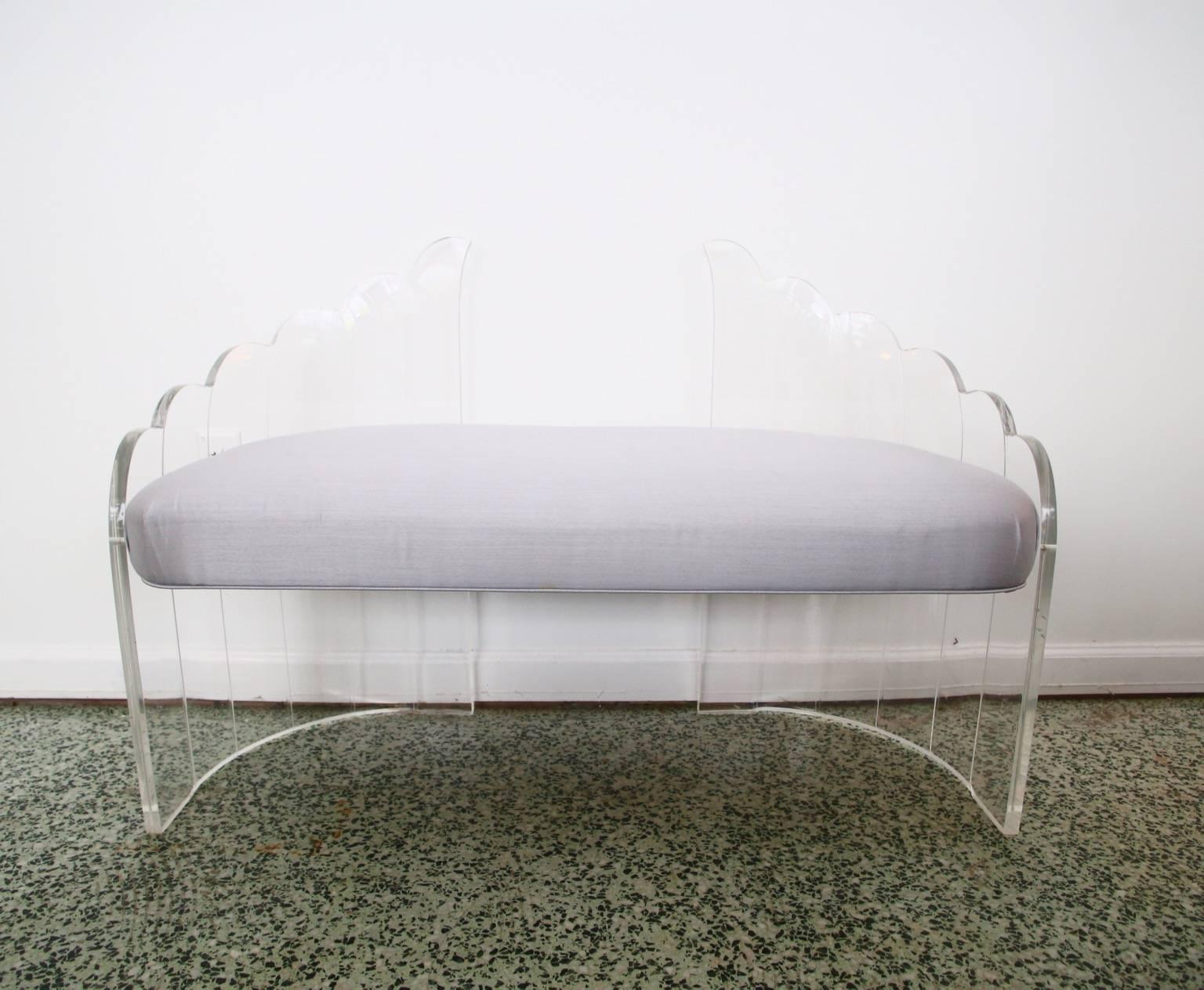 Lucite Settee Bench in the Style of Charles Hollis Jones 3