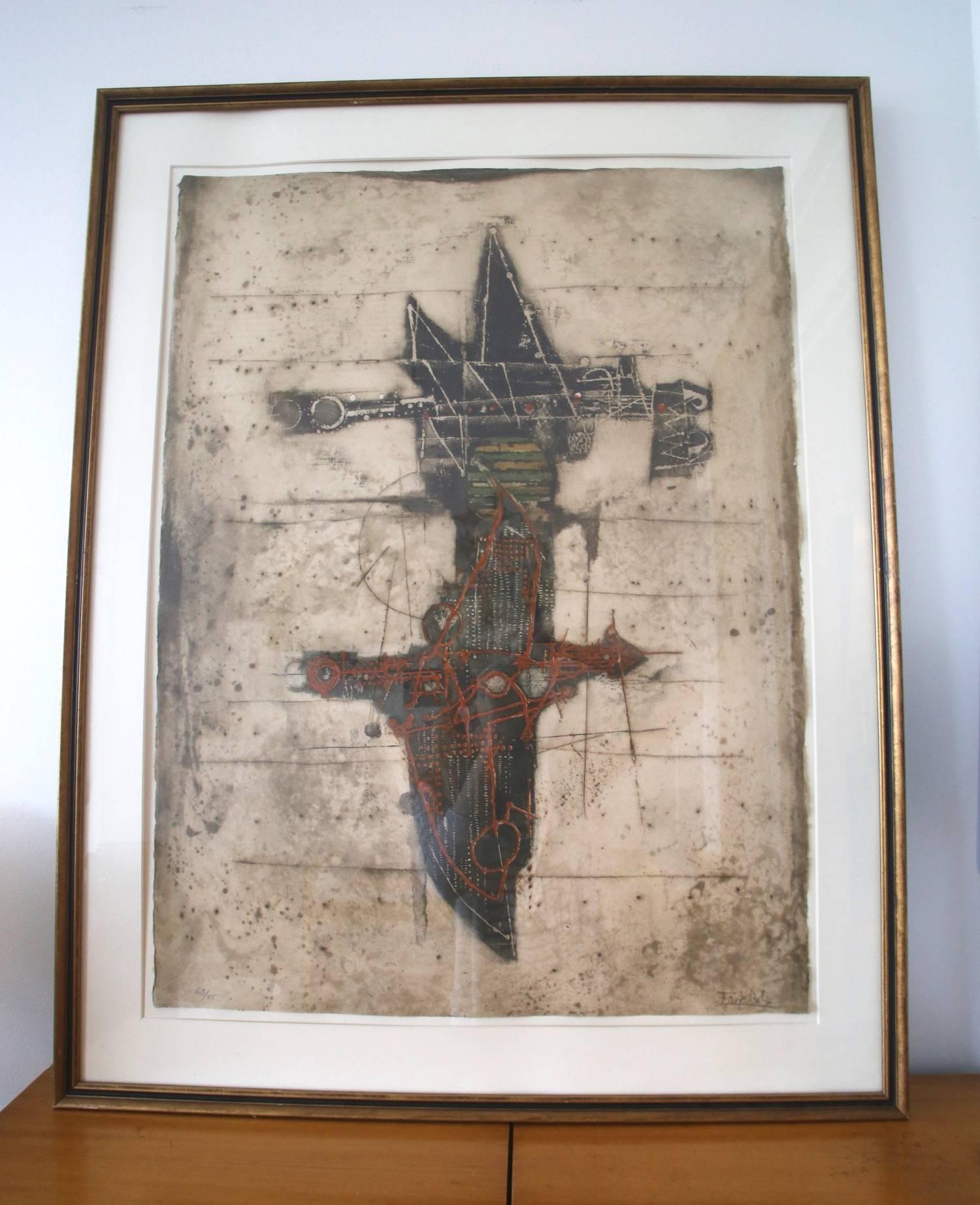 Johnny Friedlaender Mid-Century Modernist Abstract Etching In Excellent Condition In St. Louis, MO