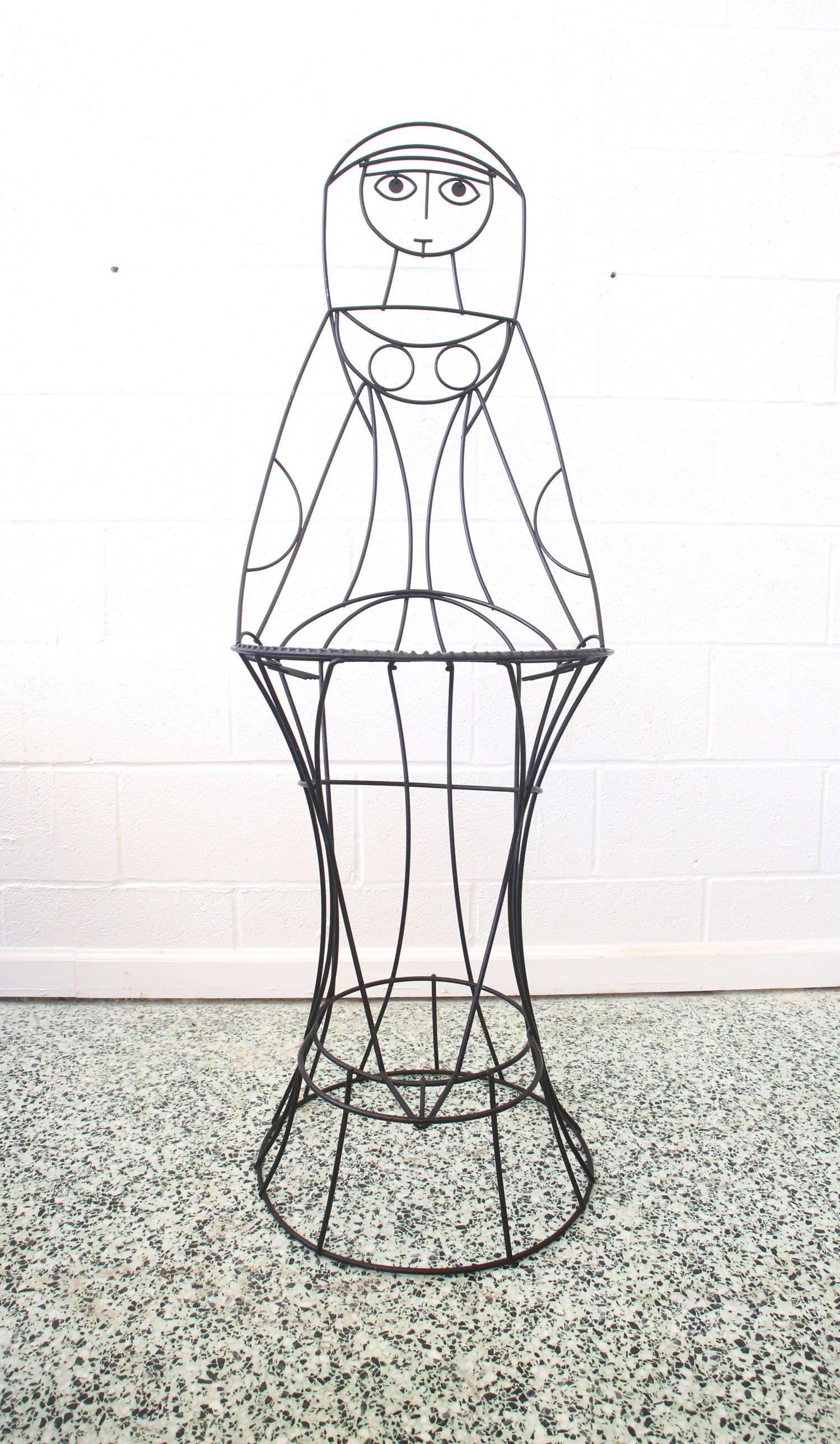 John Risley Sculptural Chair Barstool in Welded Wire In Excellent Condition In St. Louis, MO