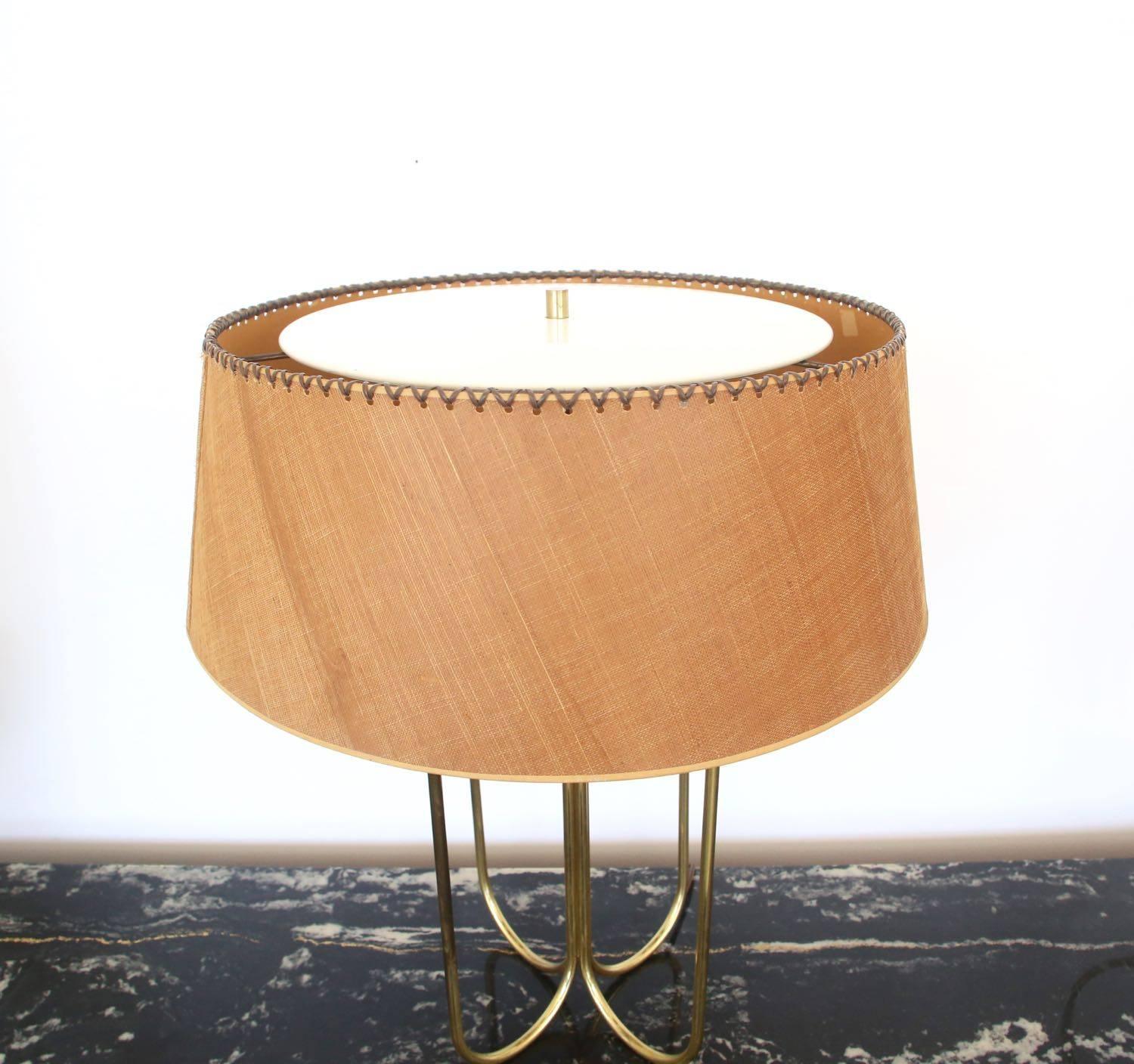Mid-Century Modern Brass Gold Lightolier Table Lamp