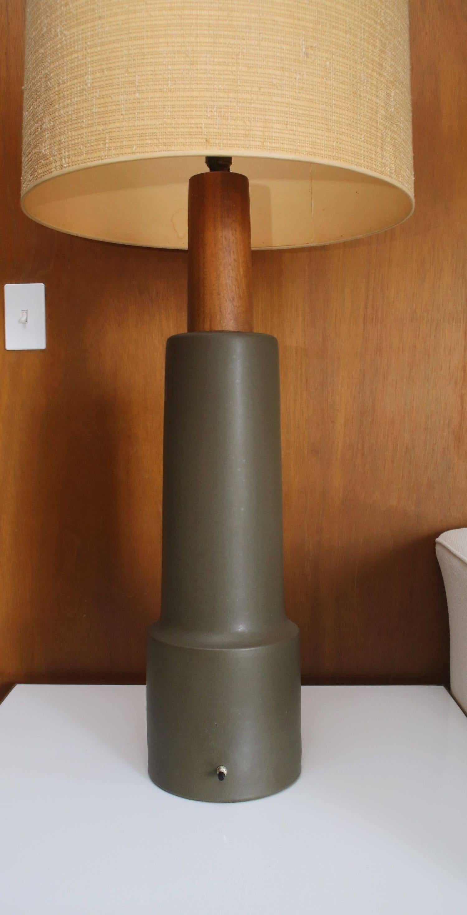 20th Century Monumental Martz Pottery Table Floor Lamp For Sale