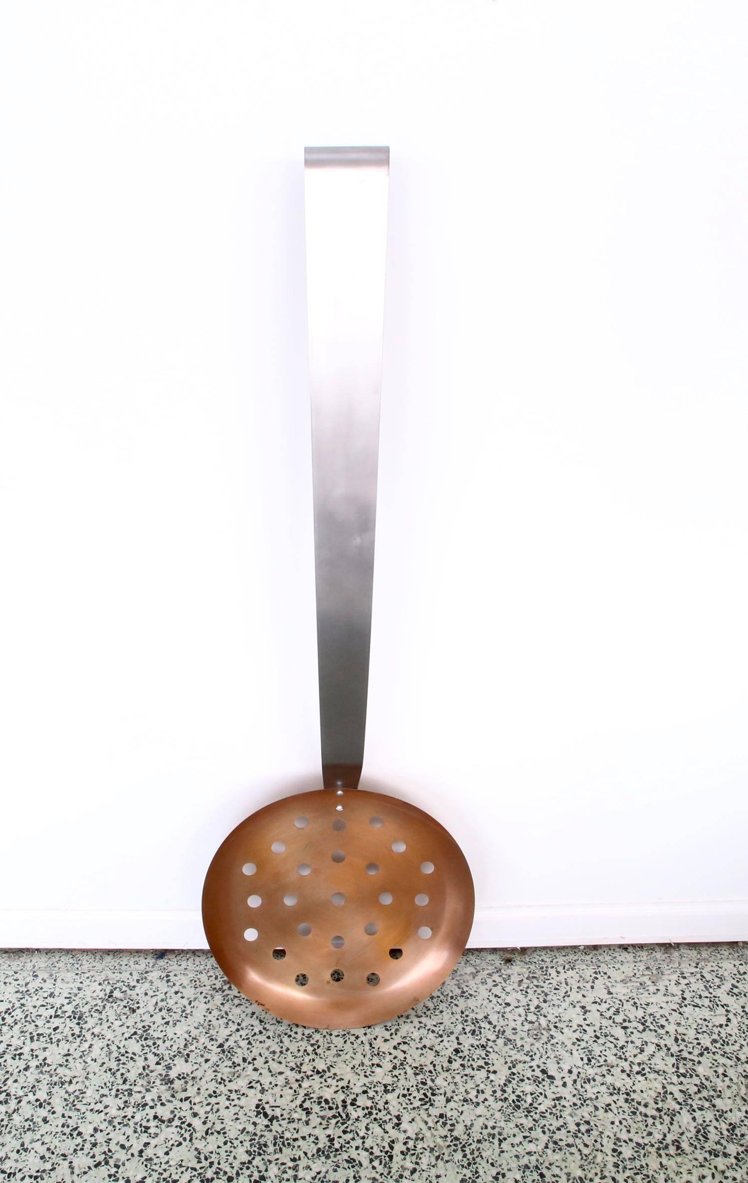 Mid-Century Modern C Jere Copper Sculpture Slotted Spoon Oversized Utensil
