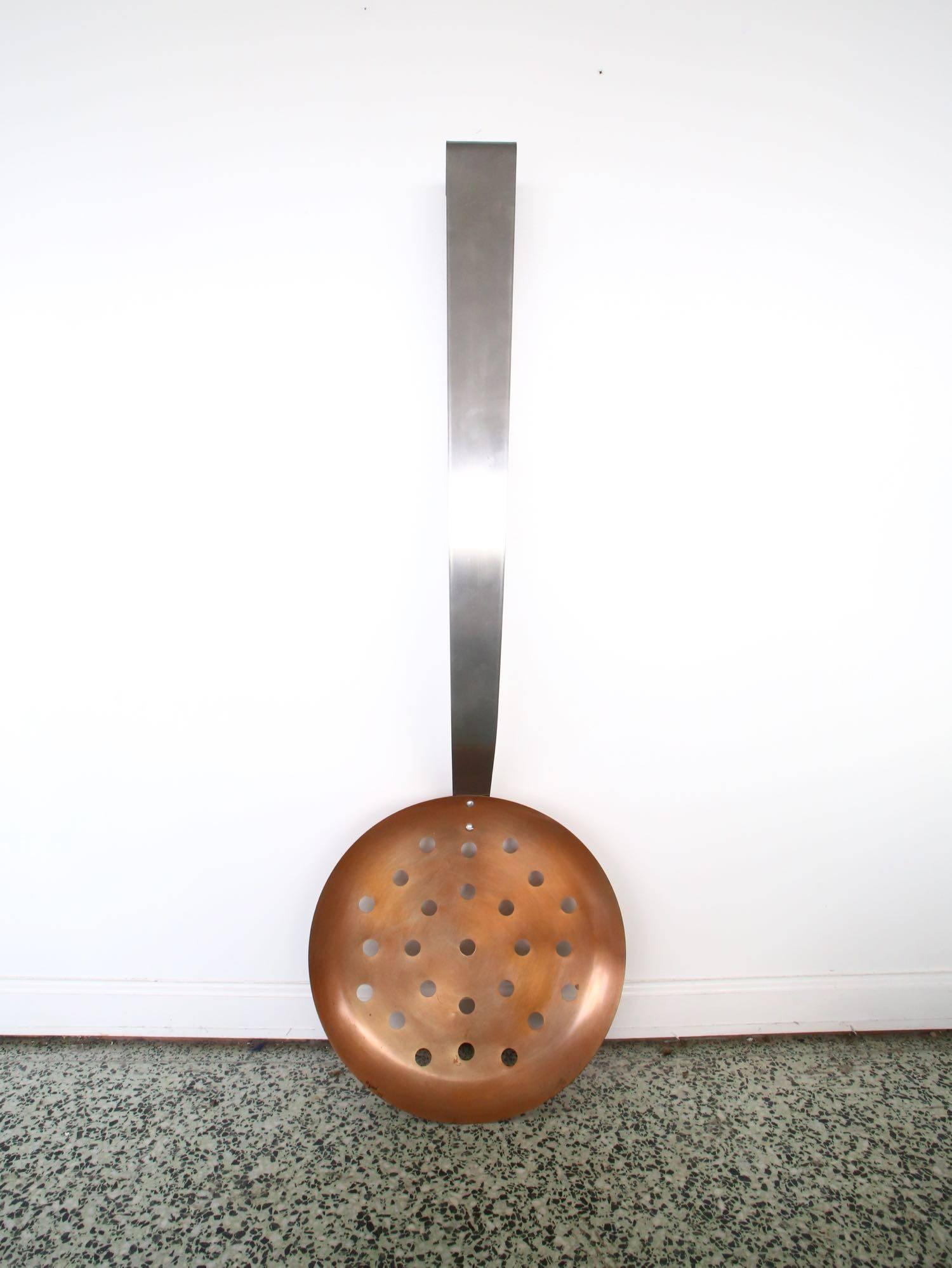 C Jere Copper Sculpture Slotted Spoon Oversized Utensil 1
