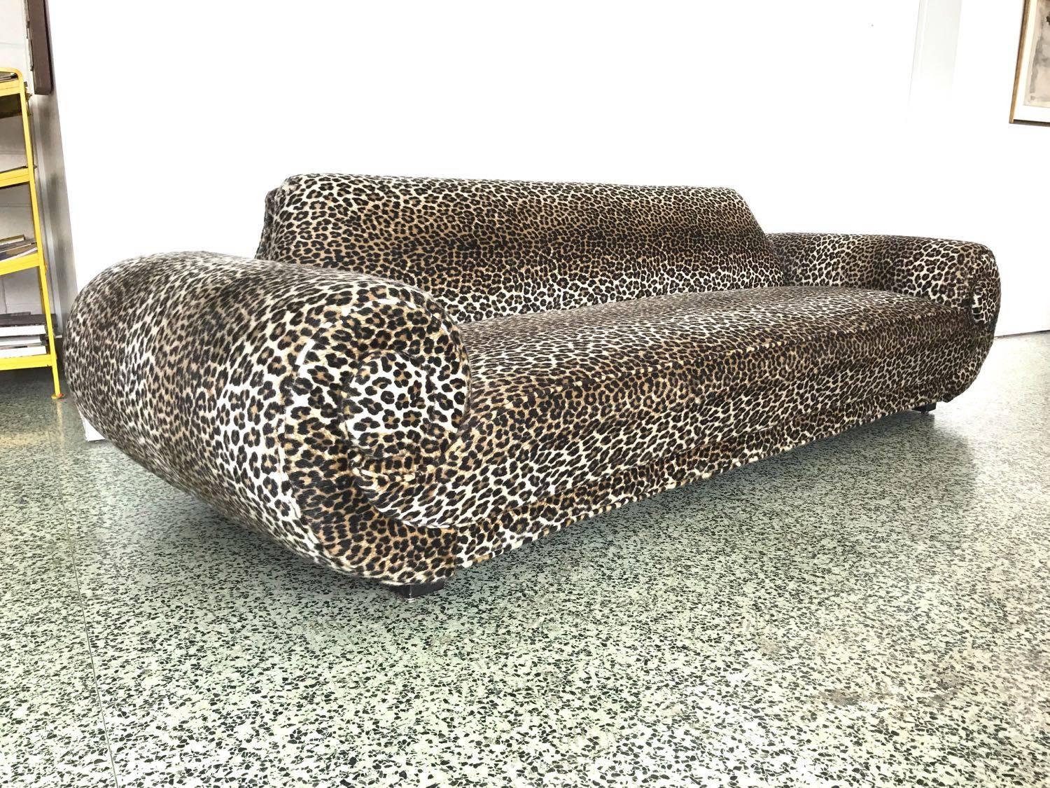Leopard Print Mid-Century Sofa 2